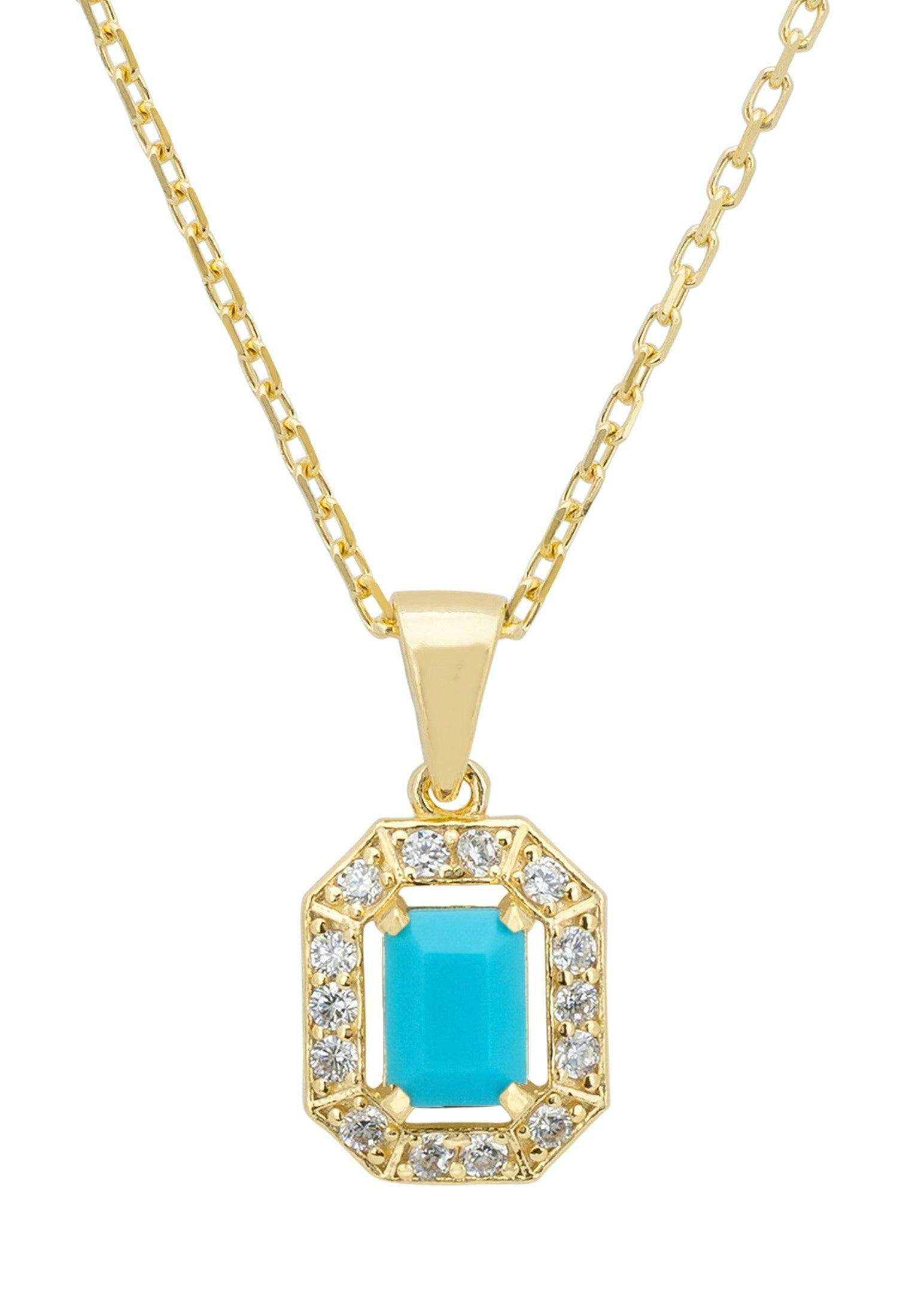 Latelita Turquoise/Gold Whistledown Gemstone Pendant Necklace