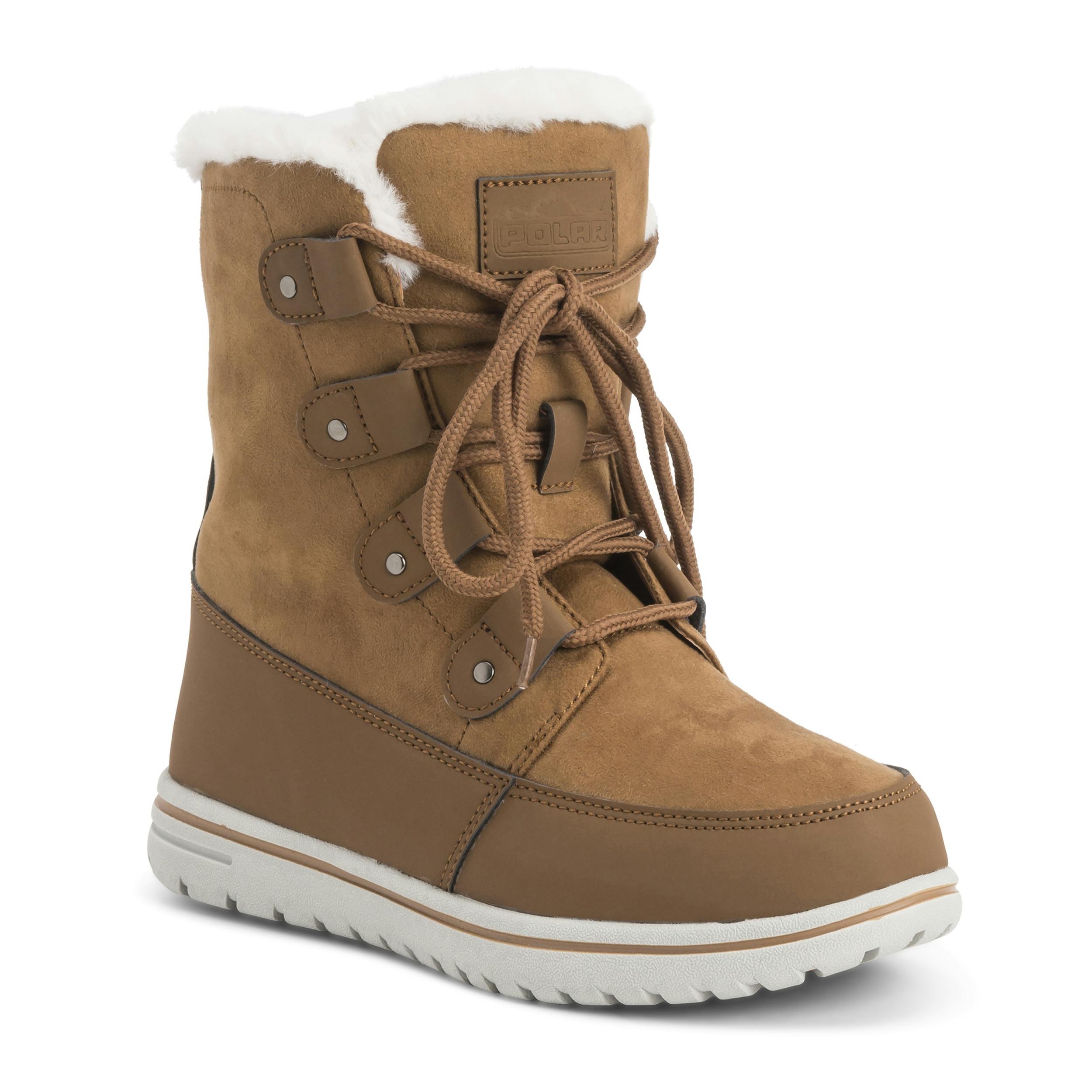 Viva Women's Polar Boot Fleece Lined Snow Winter Hiking Durable Ankle Boots - 9 - Tan Suede