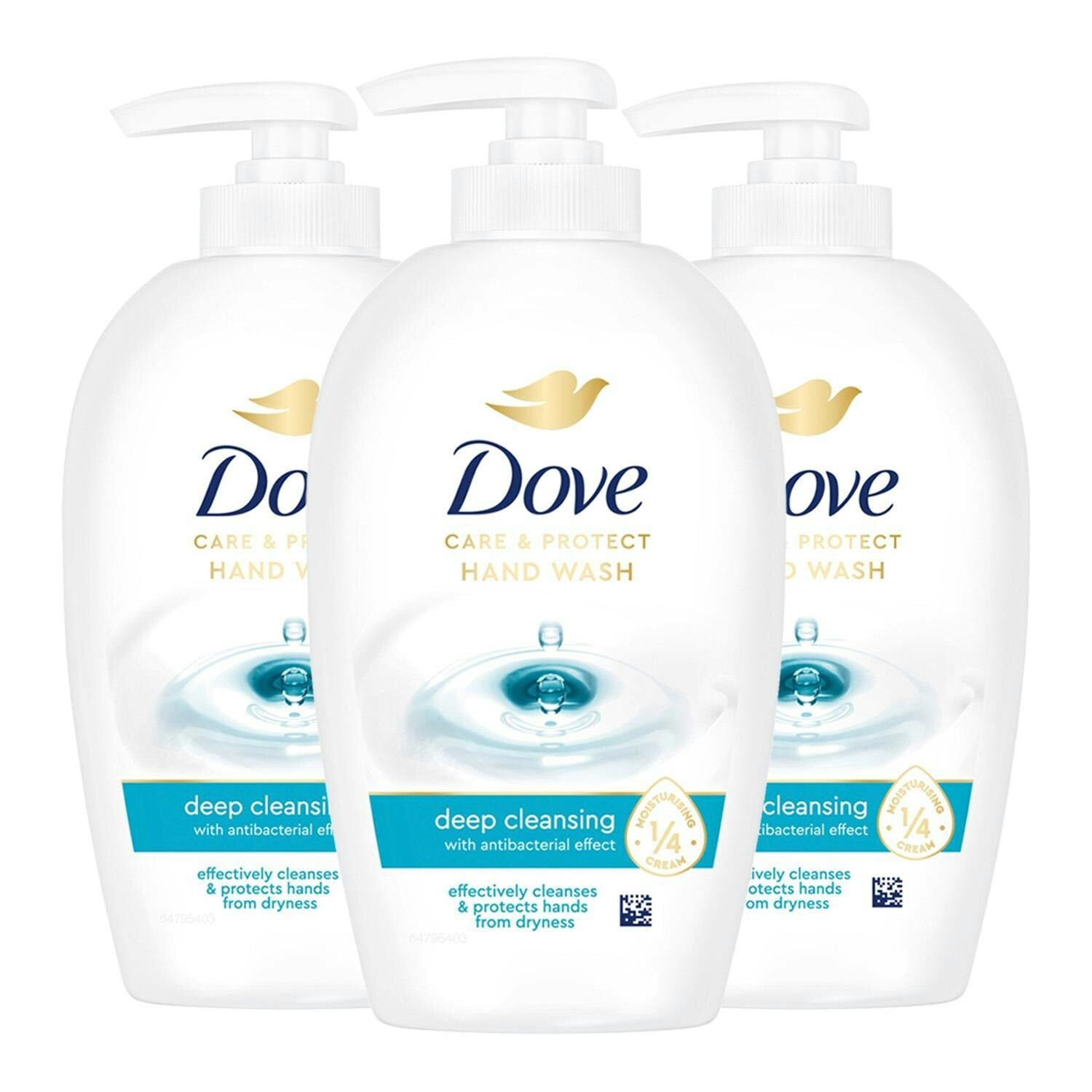 Dove Cream Care & Protect Hand Wash, Deep Cleansing With Anti-Bac Effect, 3X250ml