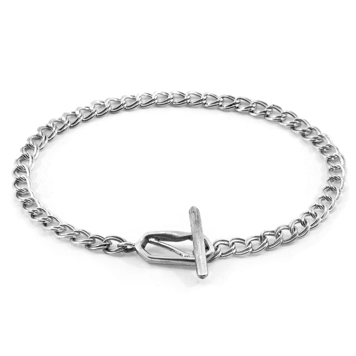 Anchor & Crew Silver Florence Twist Chain T-Bar Bracelet - S - 19Cm (Most Popular)