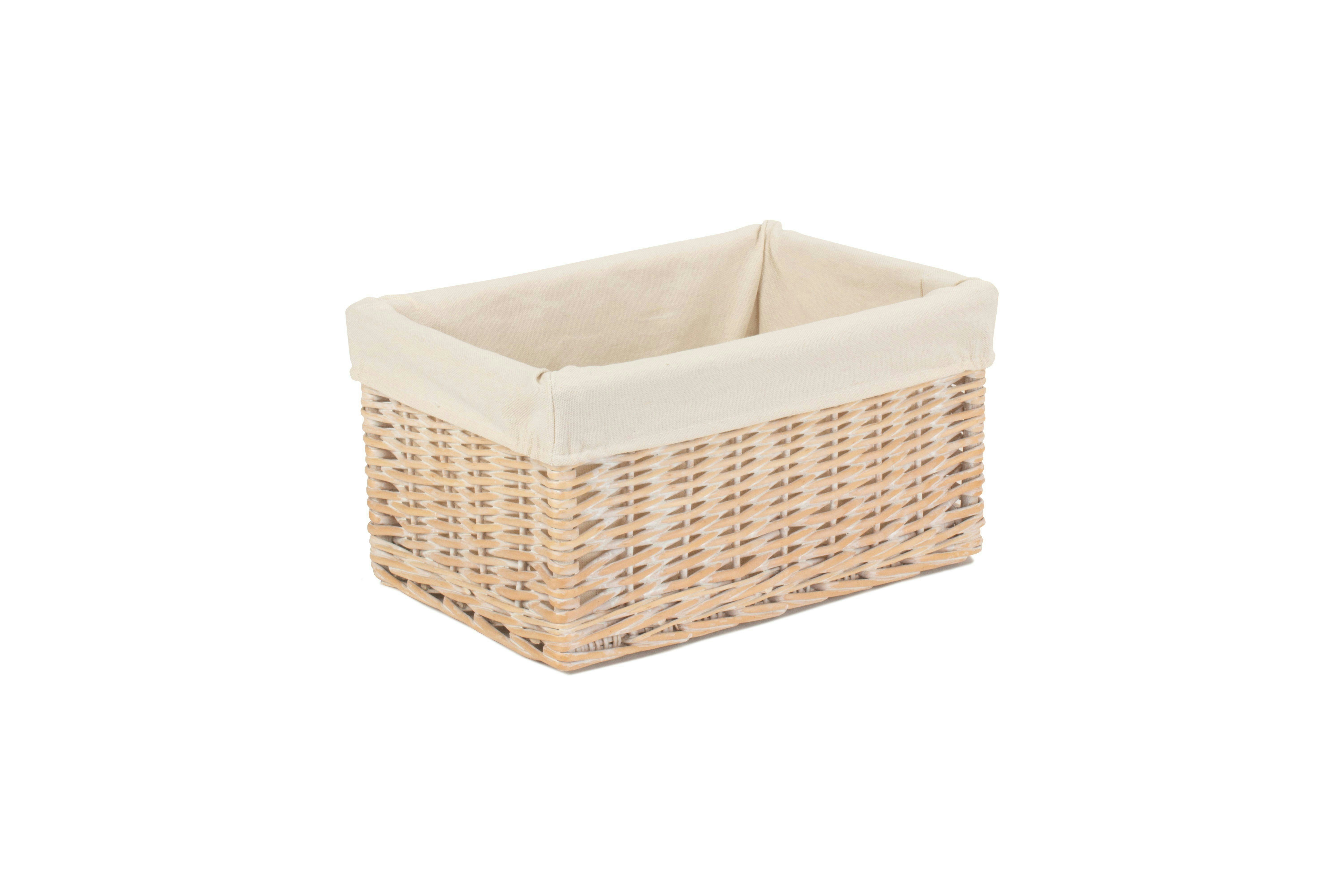 Red Hamper Red/White Hamper Whitewash Lined Wicker Storage Basket - Large