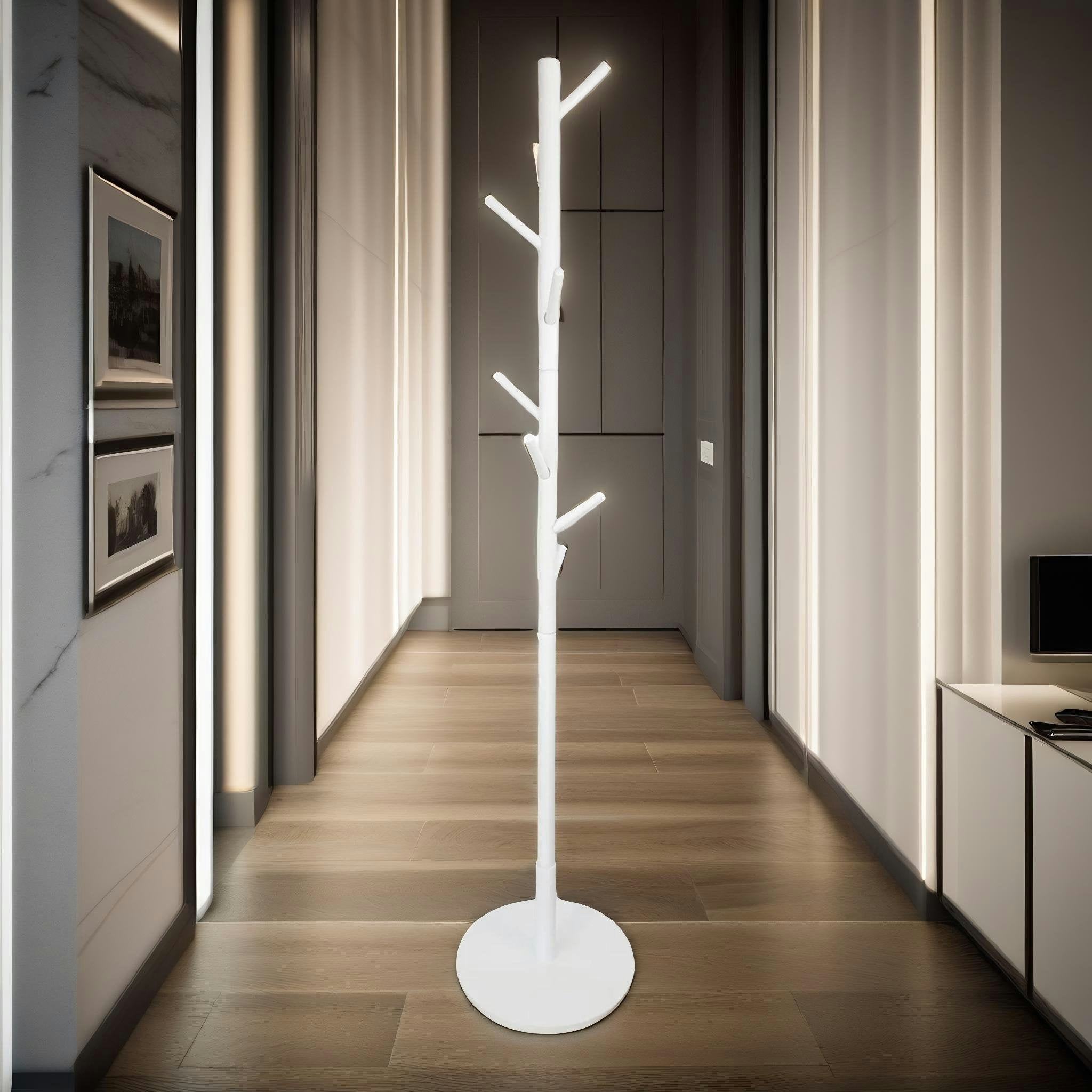 Rackhams White Wooden Adjustable Coat Stand With 8 Hooks