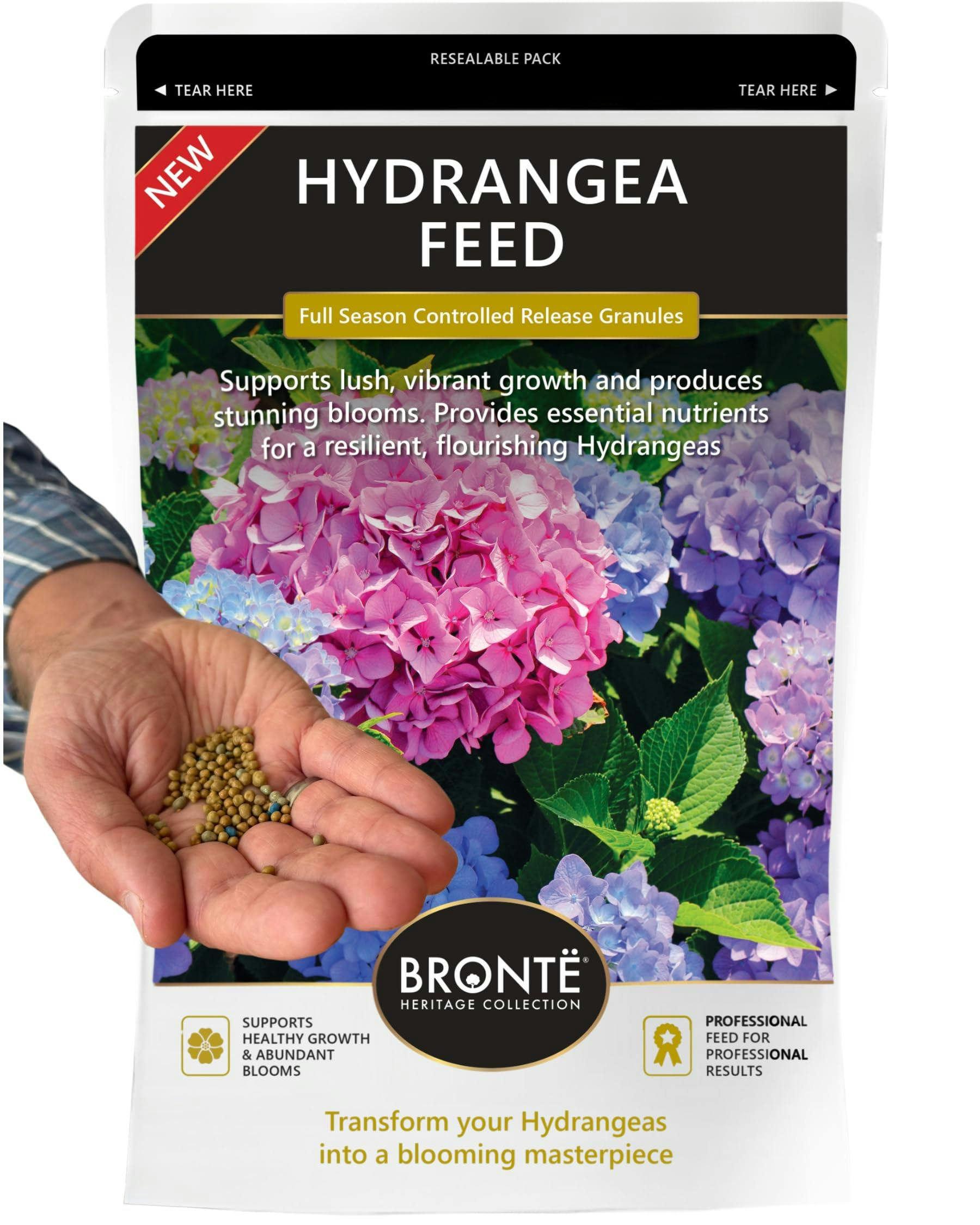 Bronte Heritage Hydrangea Feed – Controlled-Release 120G Granules For Borders, Pots & Containers, Strong Stems, Vibrant Blooms & Healthy Growth