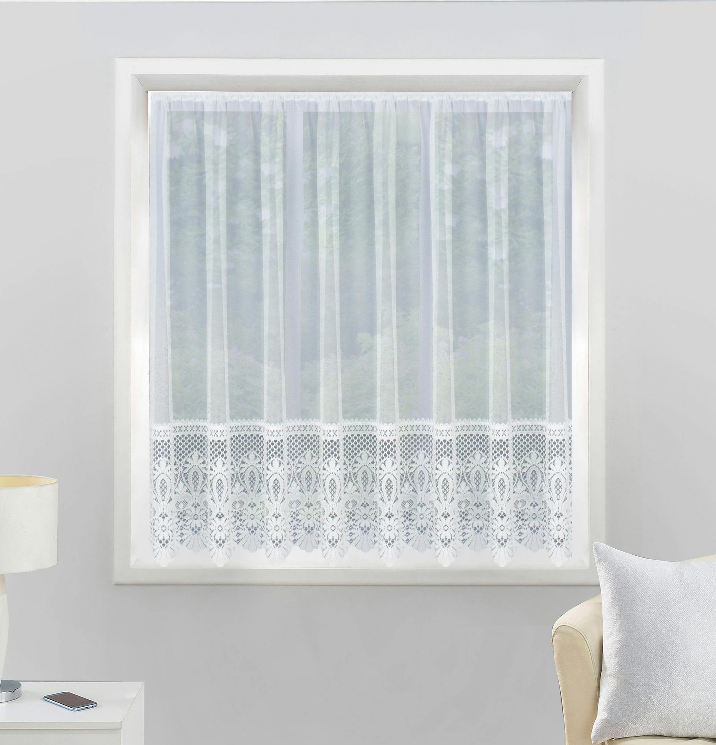 Rackhams White Heavy Base Lace Net Curtain Cut Panel Ideal For Bathrooms, Kitchens And Living Rooms - 63" (160Cm) - 79" (200Cm)