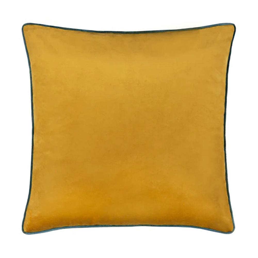 Furn Meridian Velvet Cushion Cover - Ochre/Teal - 55Cm X 55Cm - Ochre/Teal - 100% Polyester