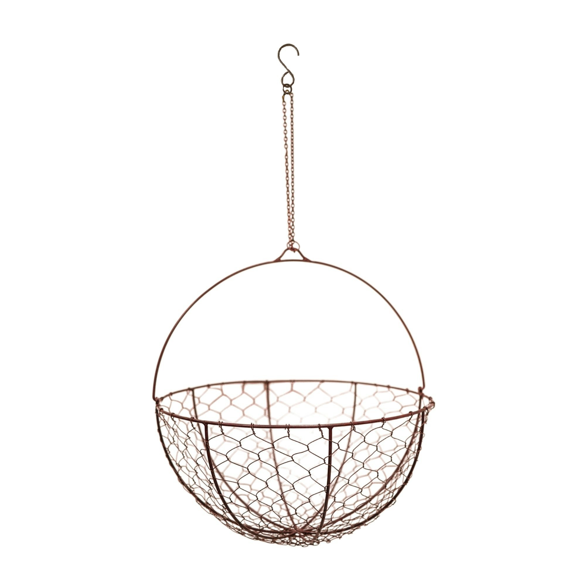 Rackhams Brown Outdoor Hanging Wired Netted Basket