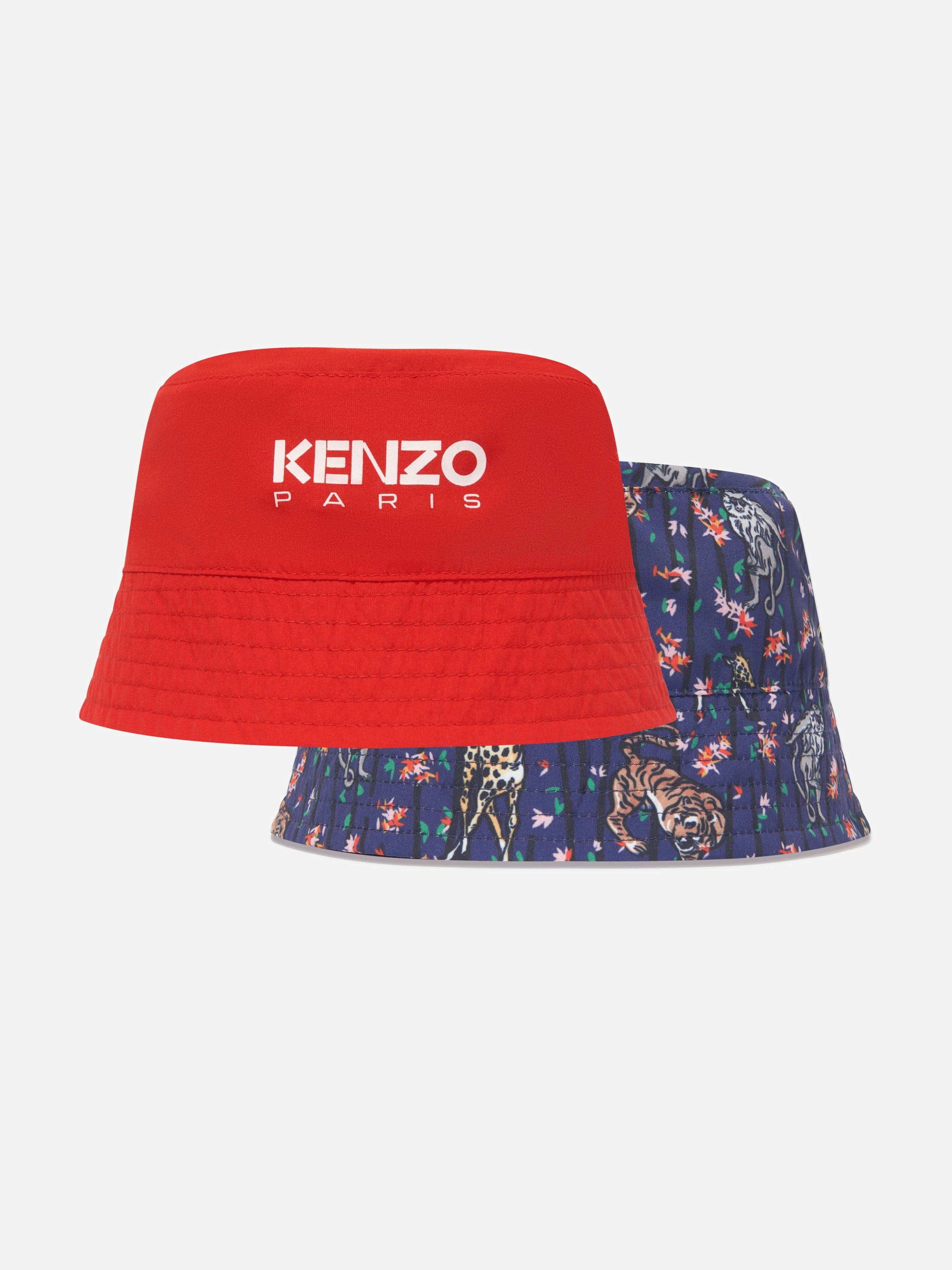 Kenzo Kids Girls Blue Kenzo Reversible Bucket Hat In - 2 - 4 Yrs