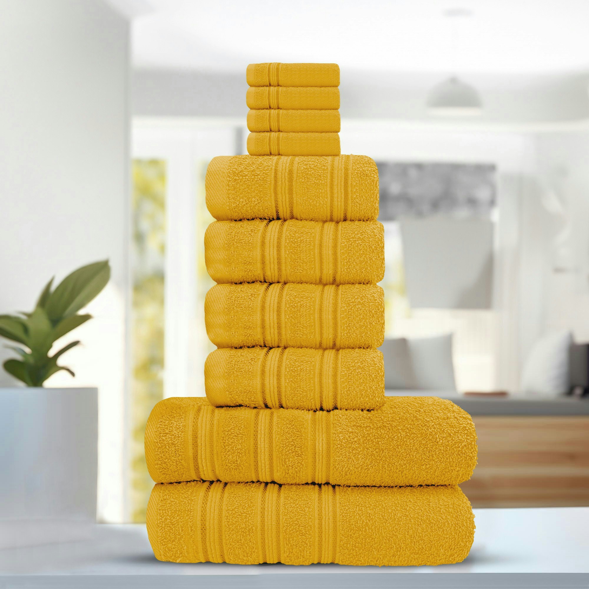 Velosso Yellow Luxury Everyday 100% Cotton Towels - Super Absorbant And Soft - Bath Towel