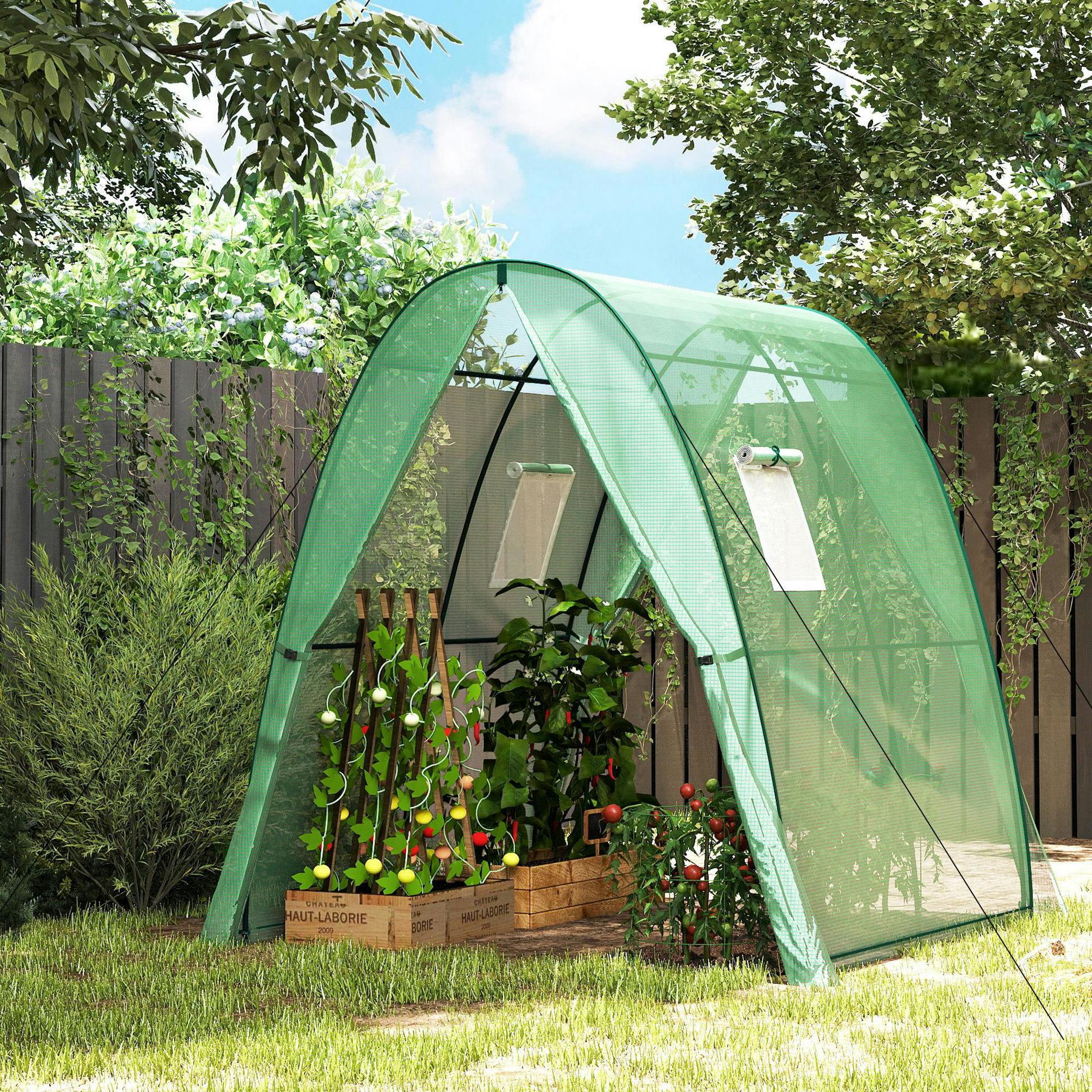 Outsunny Green Portable House Gardening Plant Hot House With 2 Doors,