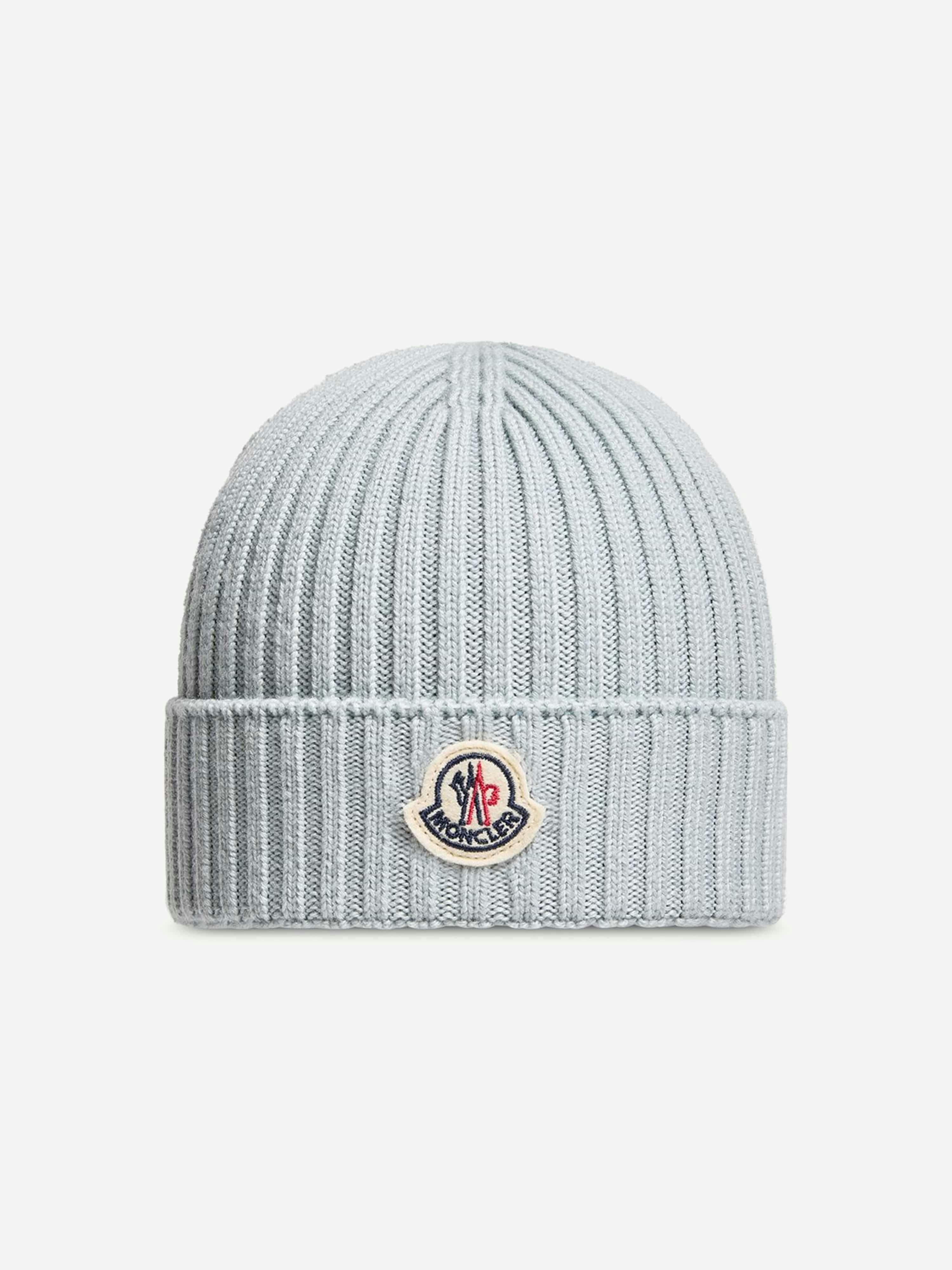 Moncler Enfant Girls Blue Wool Logo Beanie Hat In - 4 - 6 Yrs S (50-52 Cm)