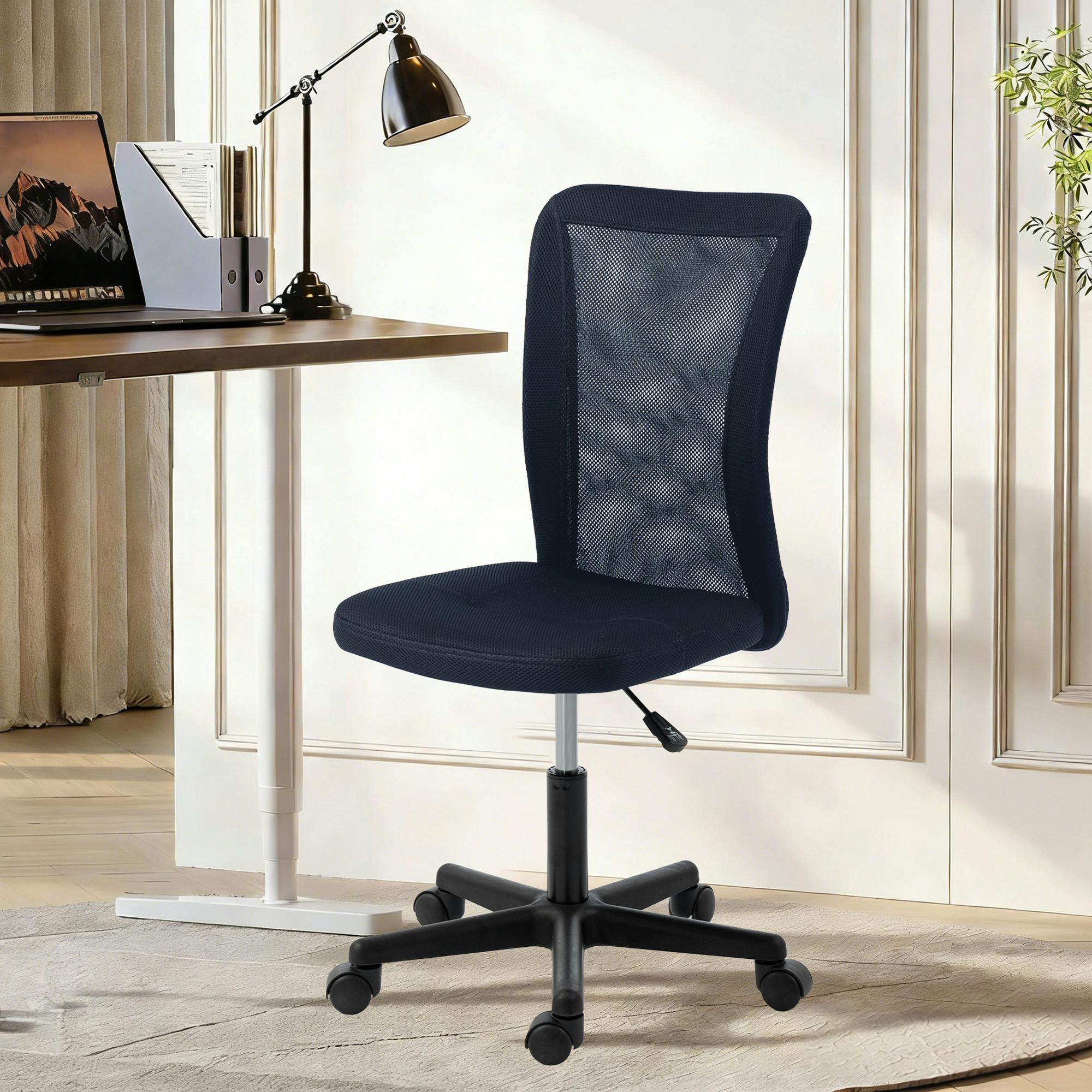 Rackhams Dark/Grey Armless Office Chair, Swivel Desk Chair W/ Adjustable Height - Yes - Office Chair