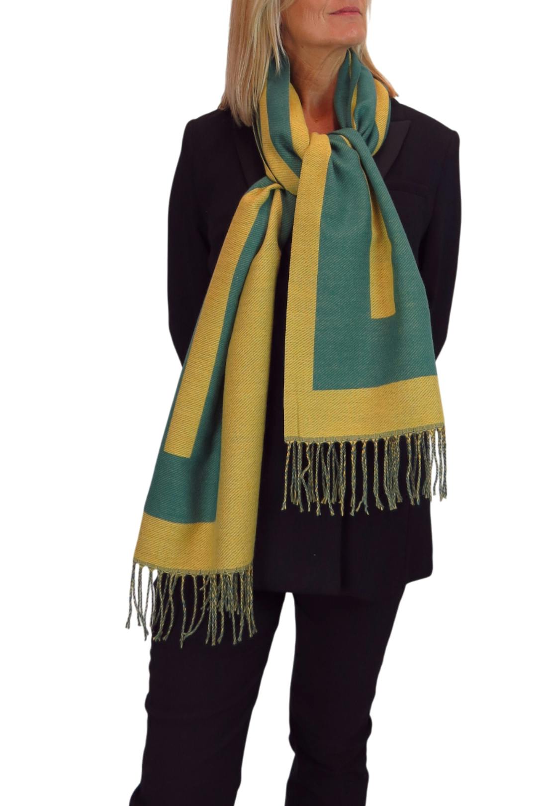 Paulo Due Oversized Wool Blend Pashmina Shawl Scarf - Mustard