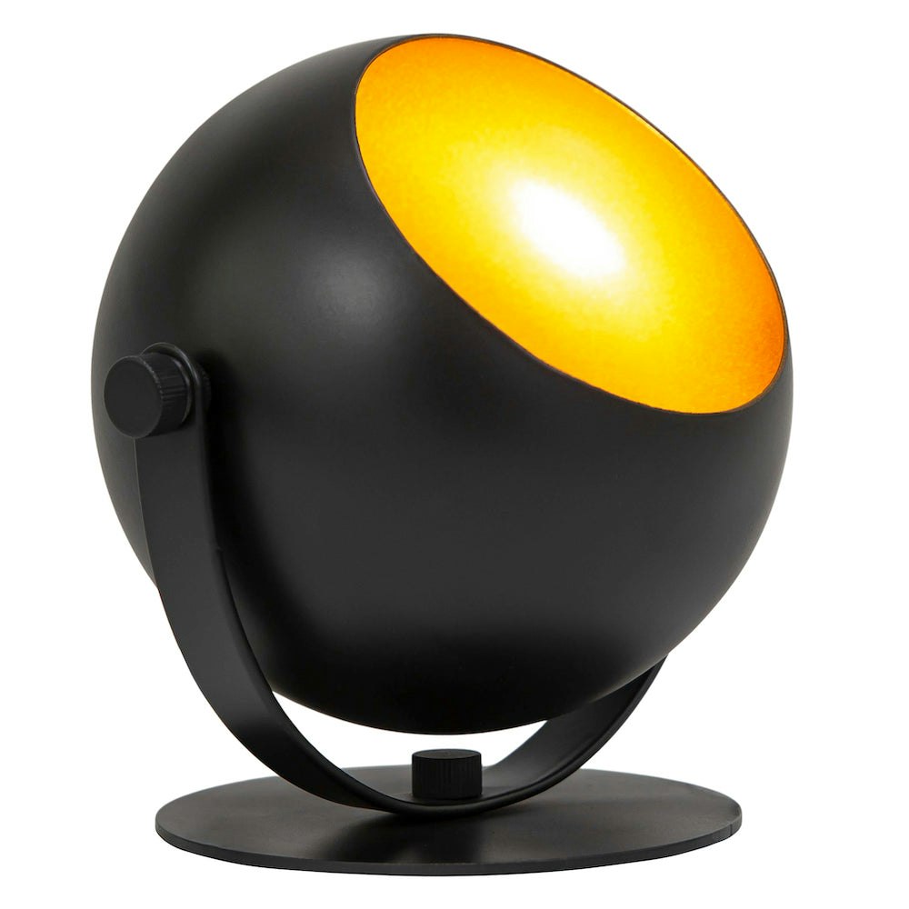 Happy Homewares Black/Gold Modern Adjustable Matt Projector Led Table/Floor Uplighter With Inner
