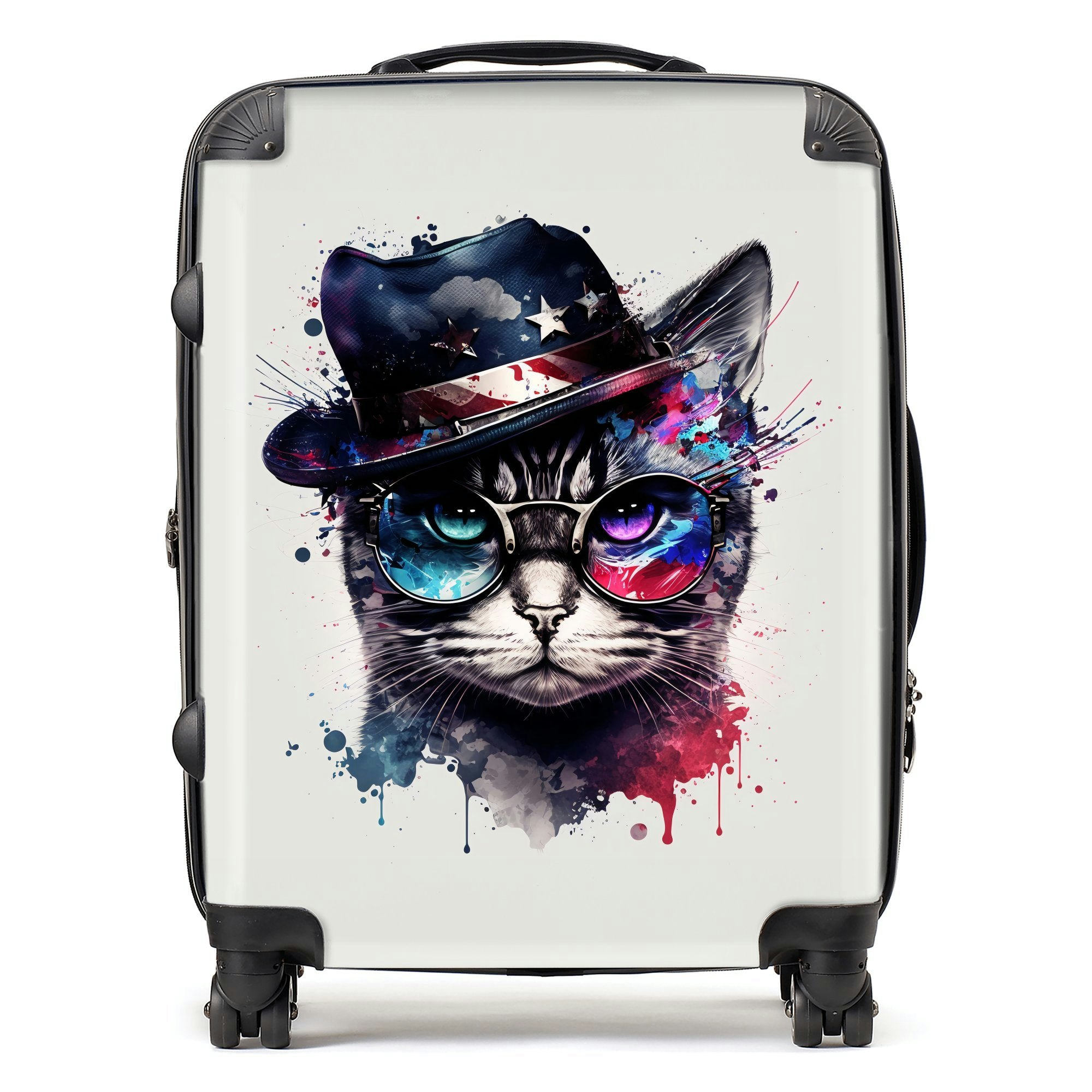 Warren Reed American Shorthair Cat Face Glasses Splashart Suitcase - Large