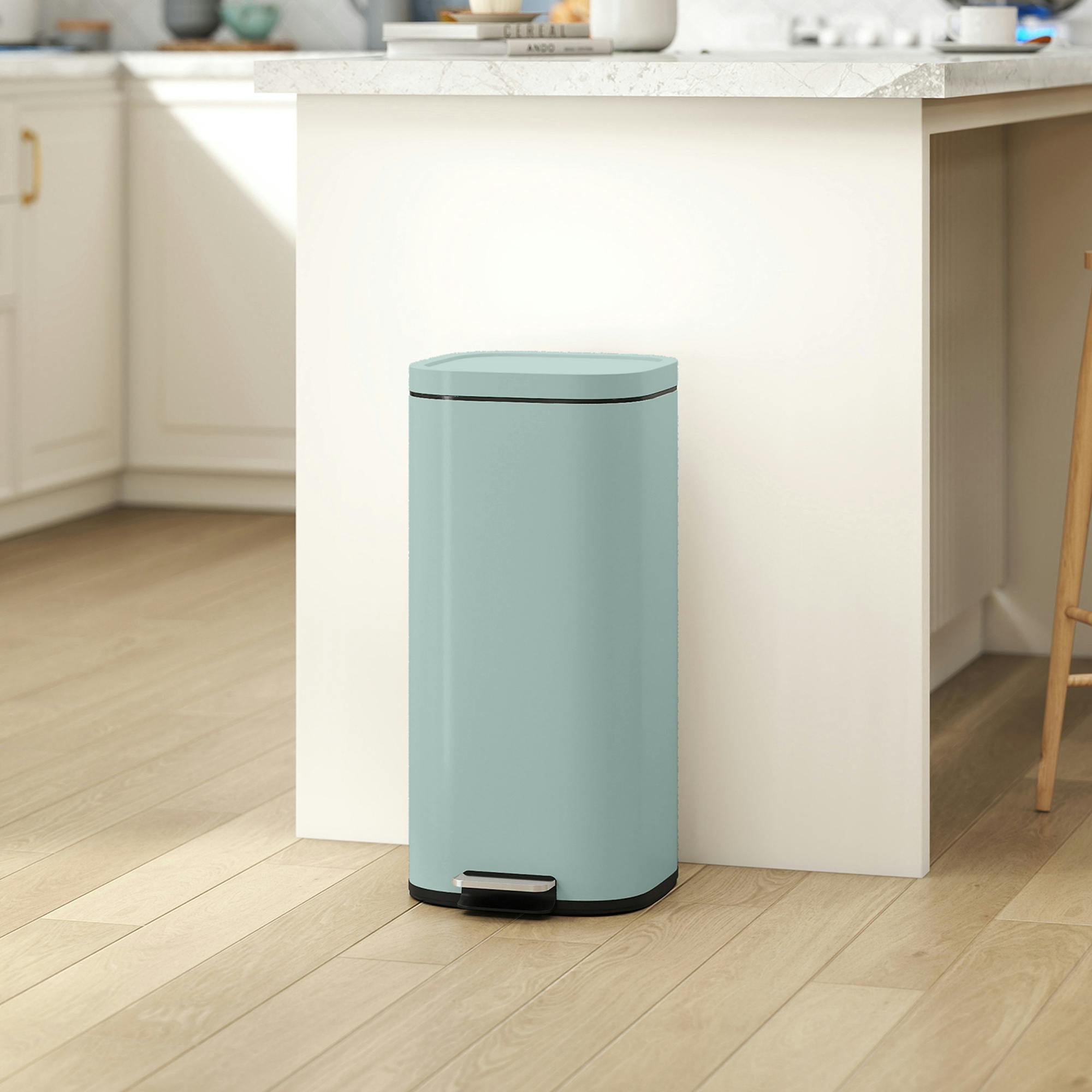 Rackhams Green 30L Kitchen Bin, Pedal Bin With Lid, Removable Inner Bucket