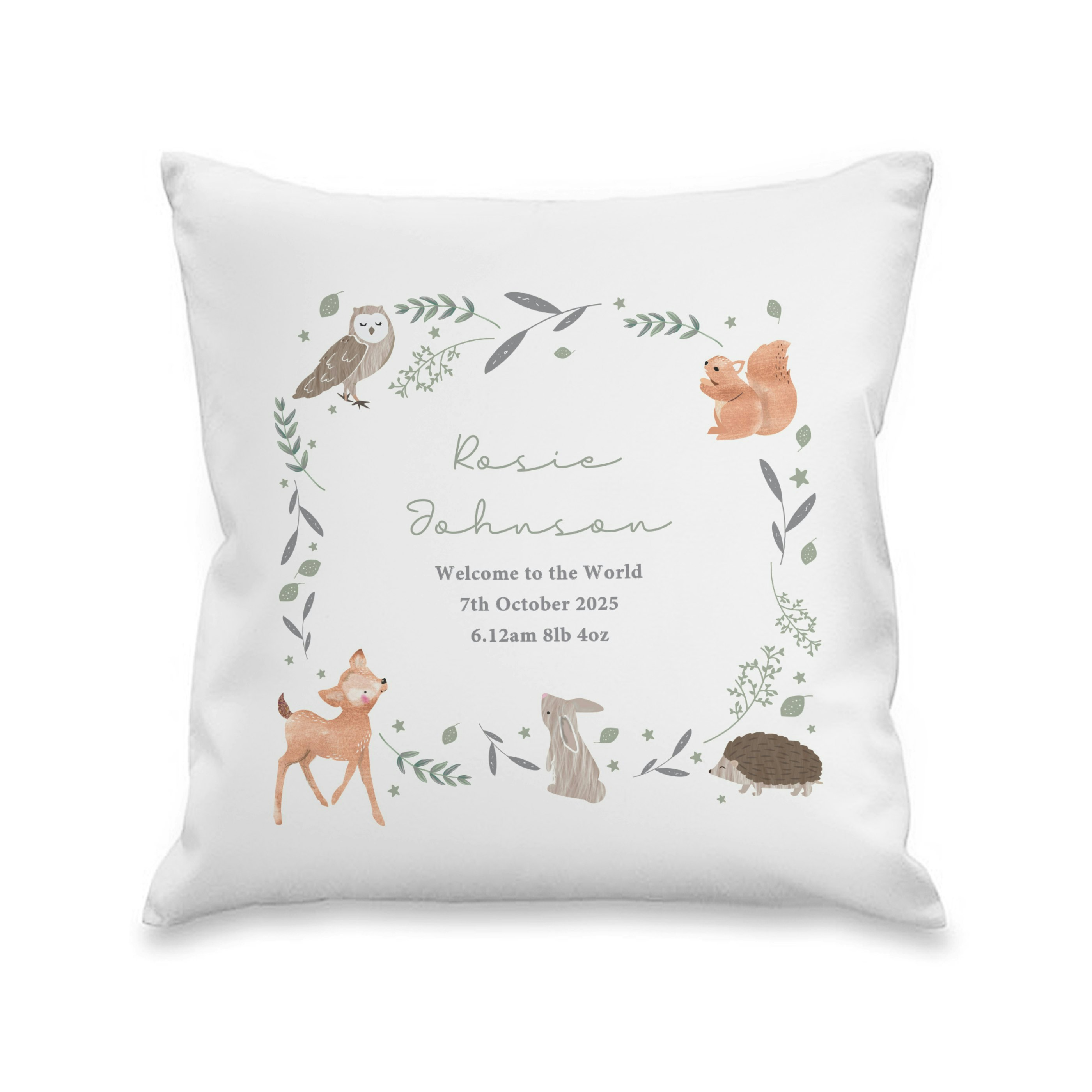 Personalised Memento Company Personalised Woodland Animals Cushion