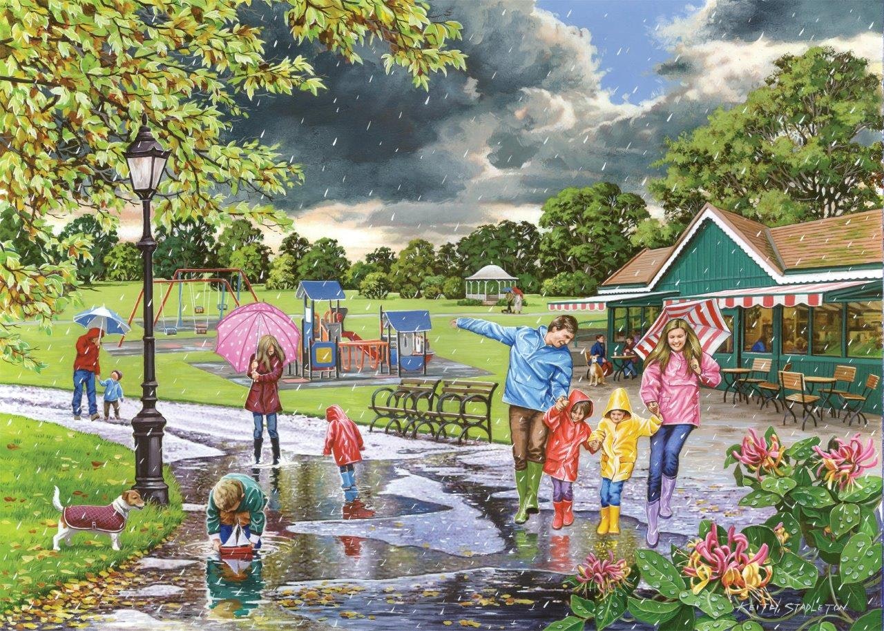 The House Of Puzzles Puddles - 500 Piece Jigsaw Puzzle Size 34
