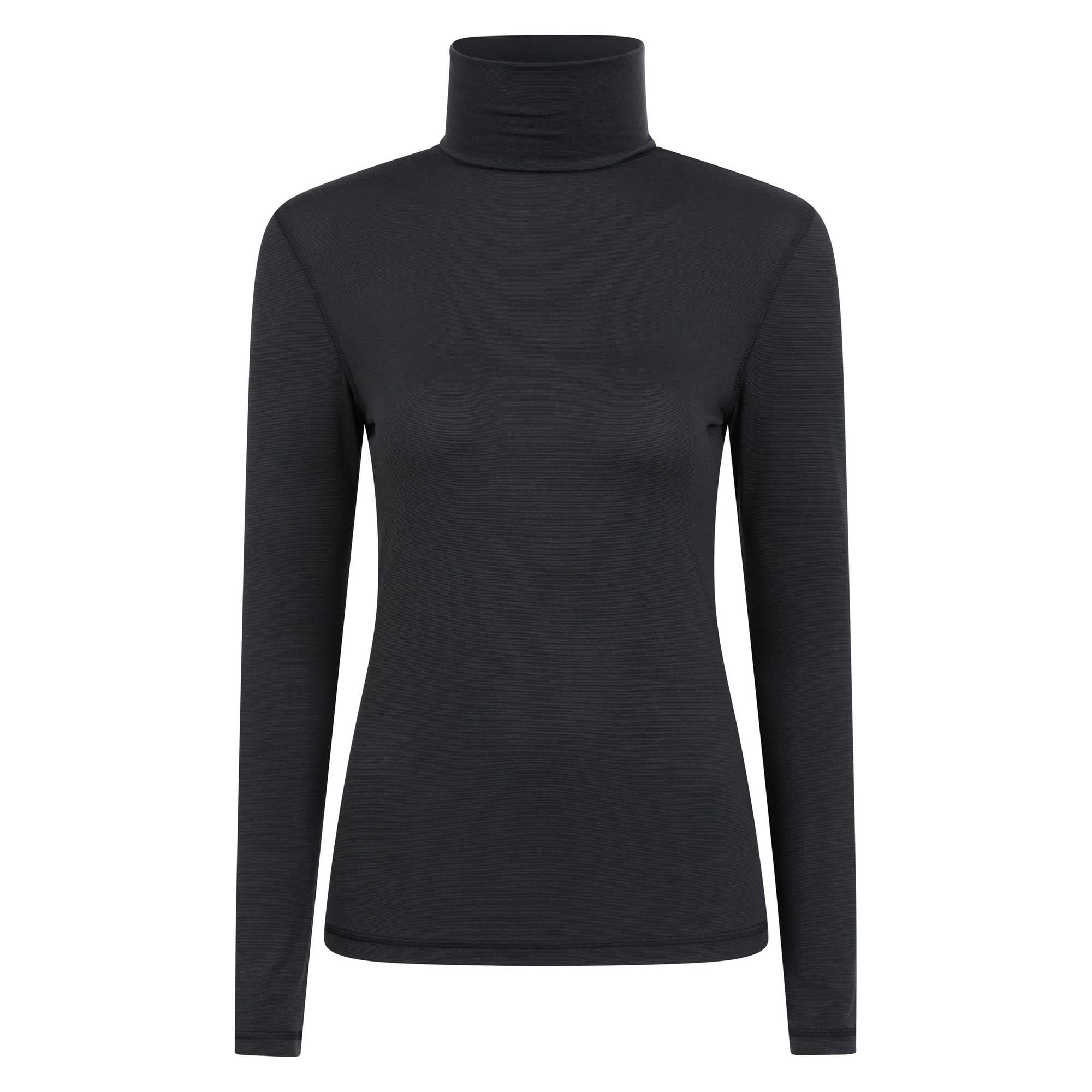 Mountain Warehouse Women's Black / Keep The Heat Isotherm Roll Neck Base Layer Top - 14 Uk - 37% Acrylic/32% Polyester/25% Viscose/6% Elastane