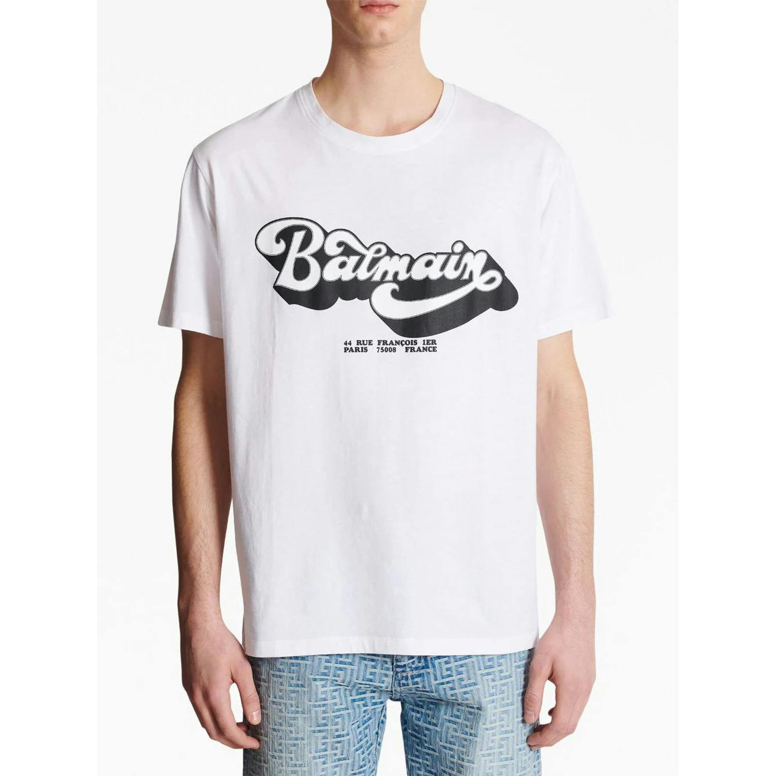 Balmain Black 70S Logo Print T-Shirt In - Xl