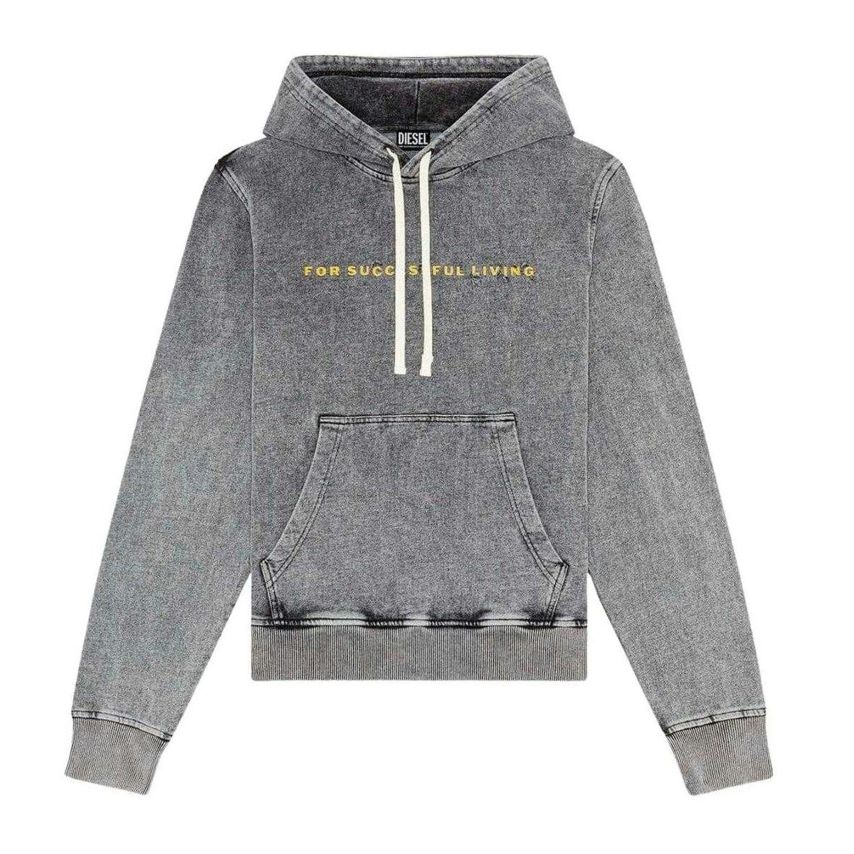 Diesel Men's Grey Logo Hoodie - Faded - Faded - L - 100% Cotton