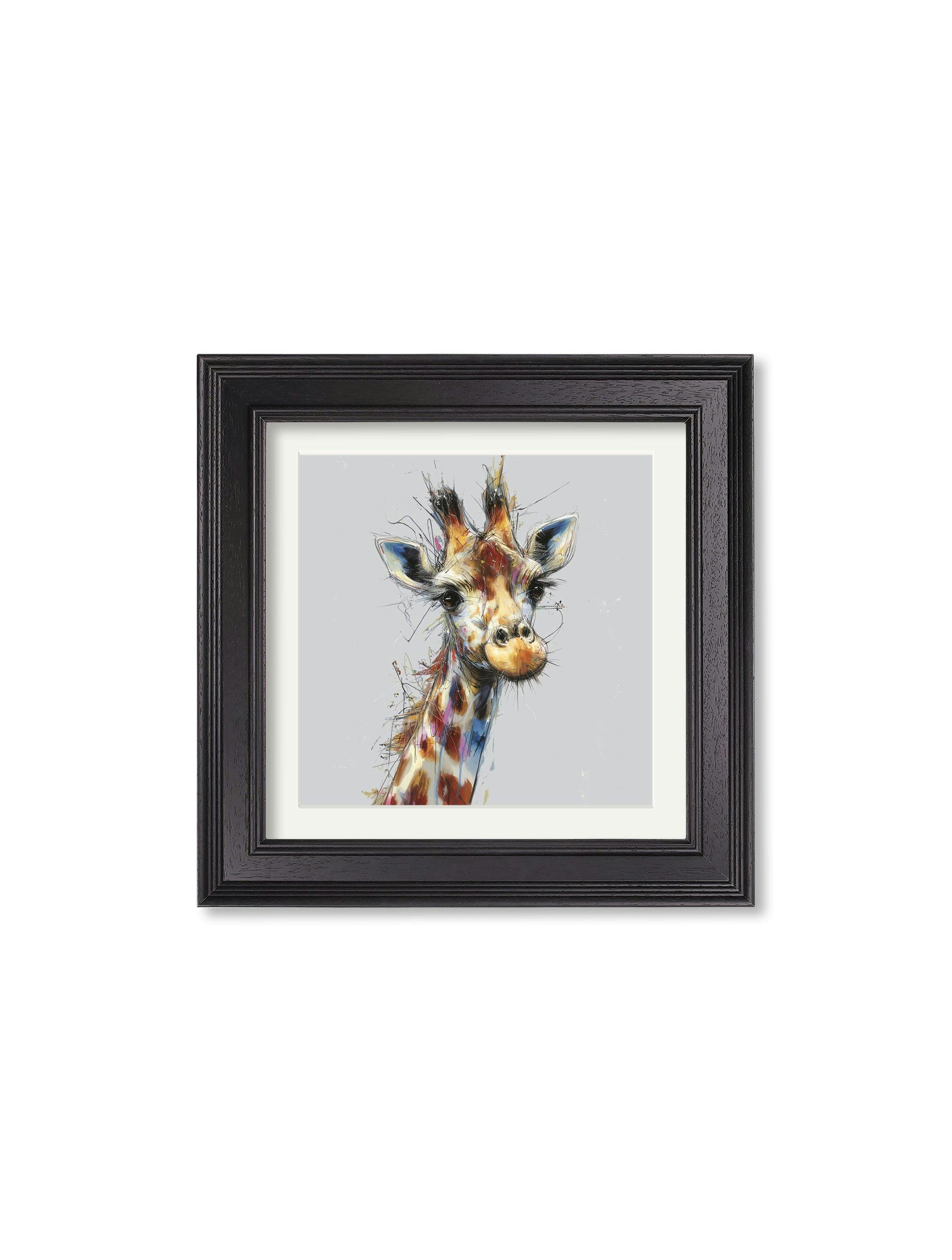 Rackhams Black Tall Giraffe Cosy Sketch - Hurstwood Square Frame - Tall Giraffe Cosy Sketch - 44 X 44 Cm