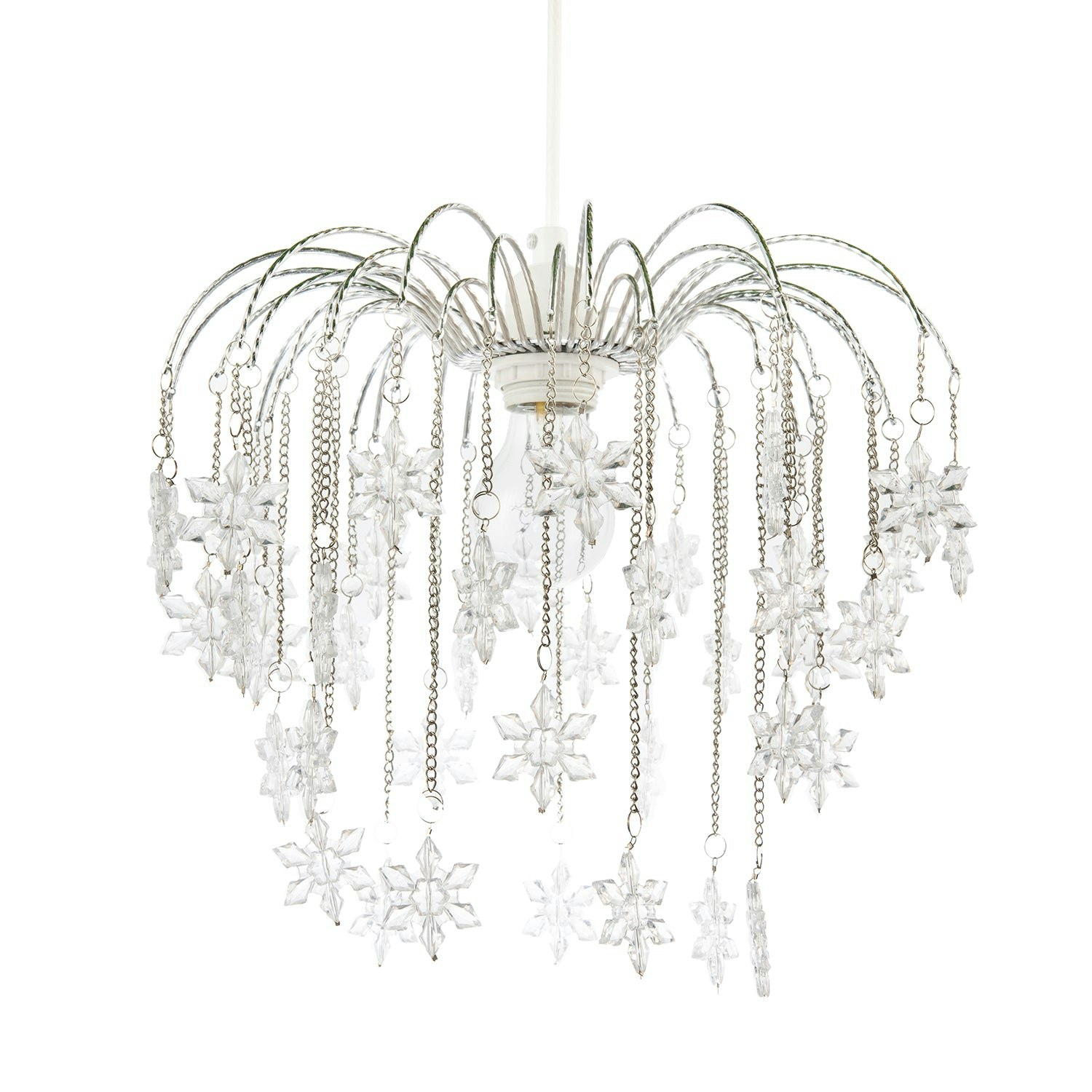 Happy Homewares Light Modern Waterfall Pendant Shade With Star Shaped Acrylic Icicles