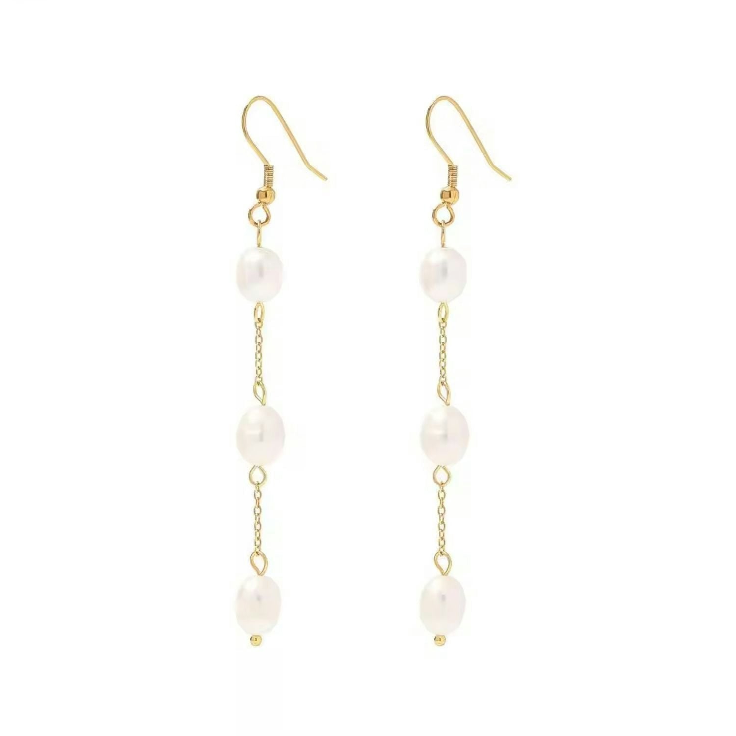 Harfi Statement Freshwater Pearl Dangle Drop Bridal Earrings