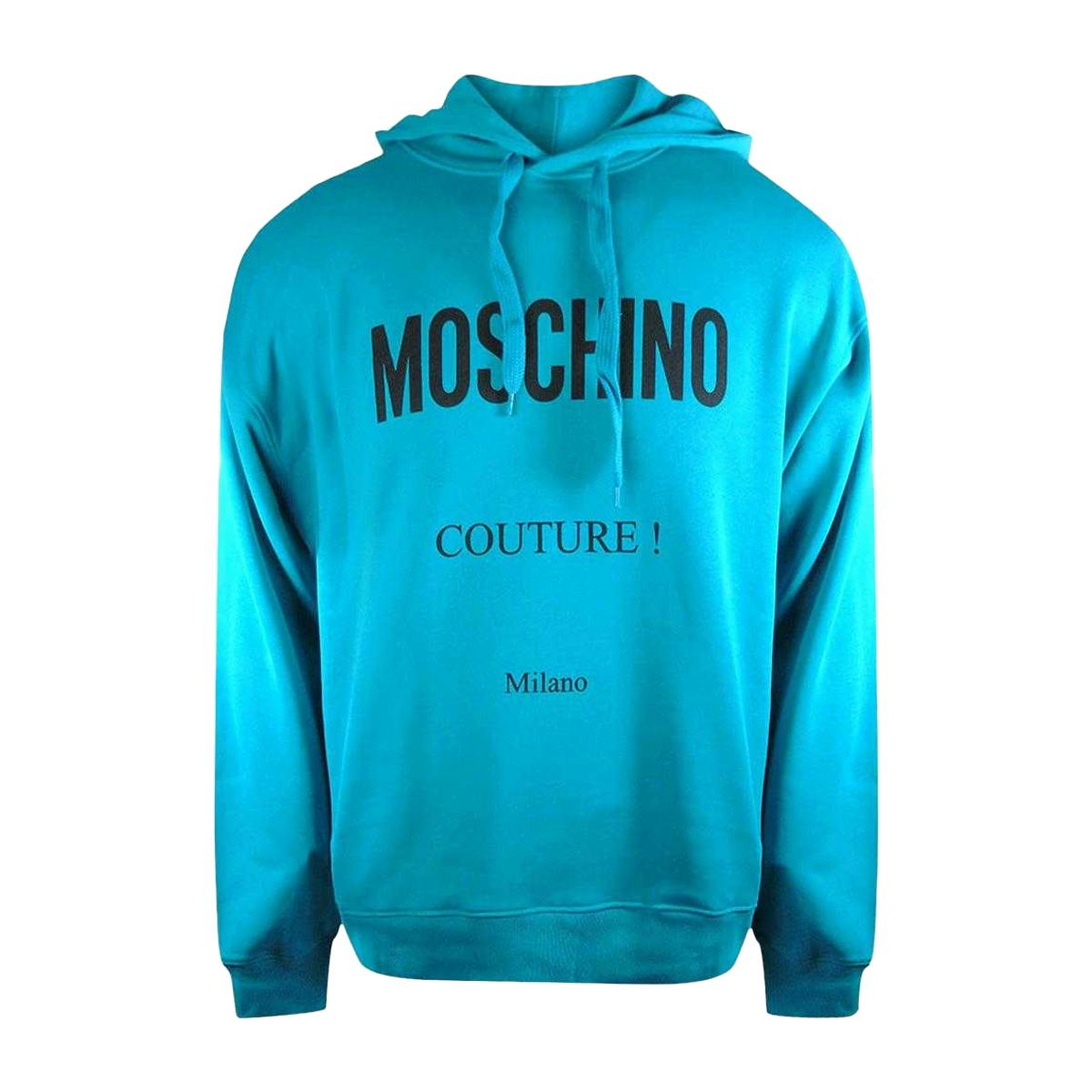 Moschino Men's Turquoise Couture Logo Hoodie - Xs - 100% Cotton