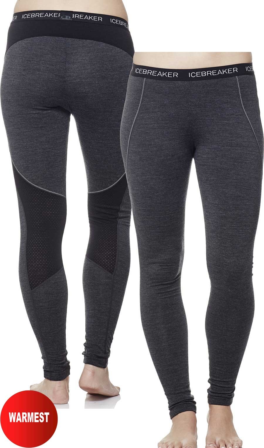 Icebreaker Women's Grey/Black Zoneknit 260 Leggings {Ic-0A56hj} - Jet Heather - Large