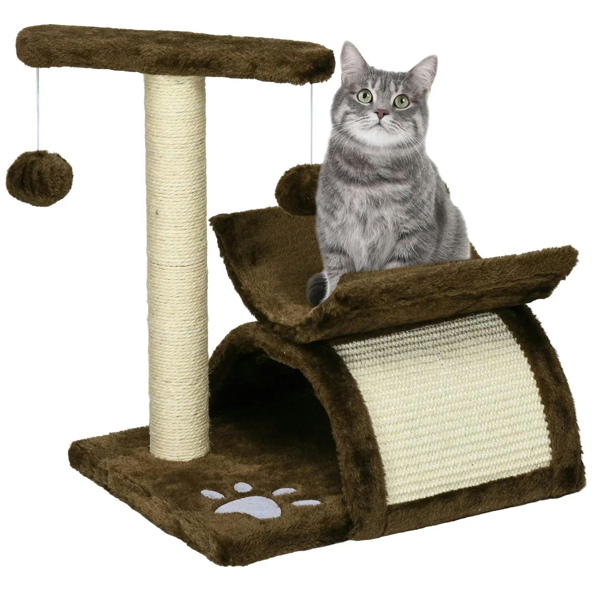 Pawhut Cat Tree Plush - Brown - Image 7