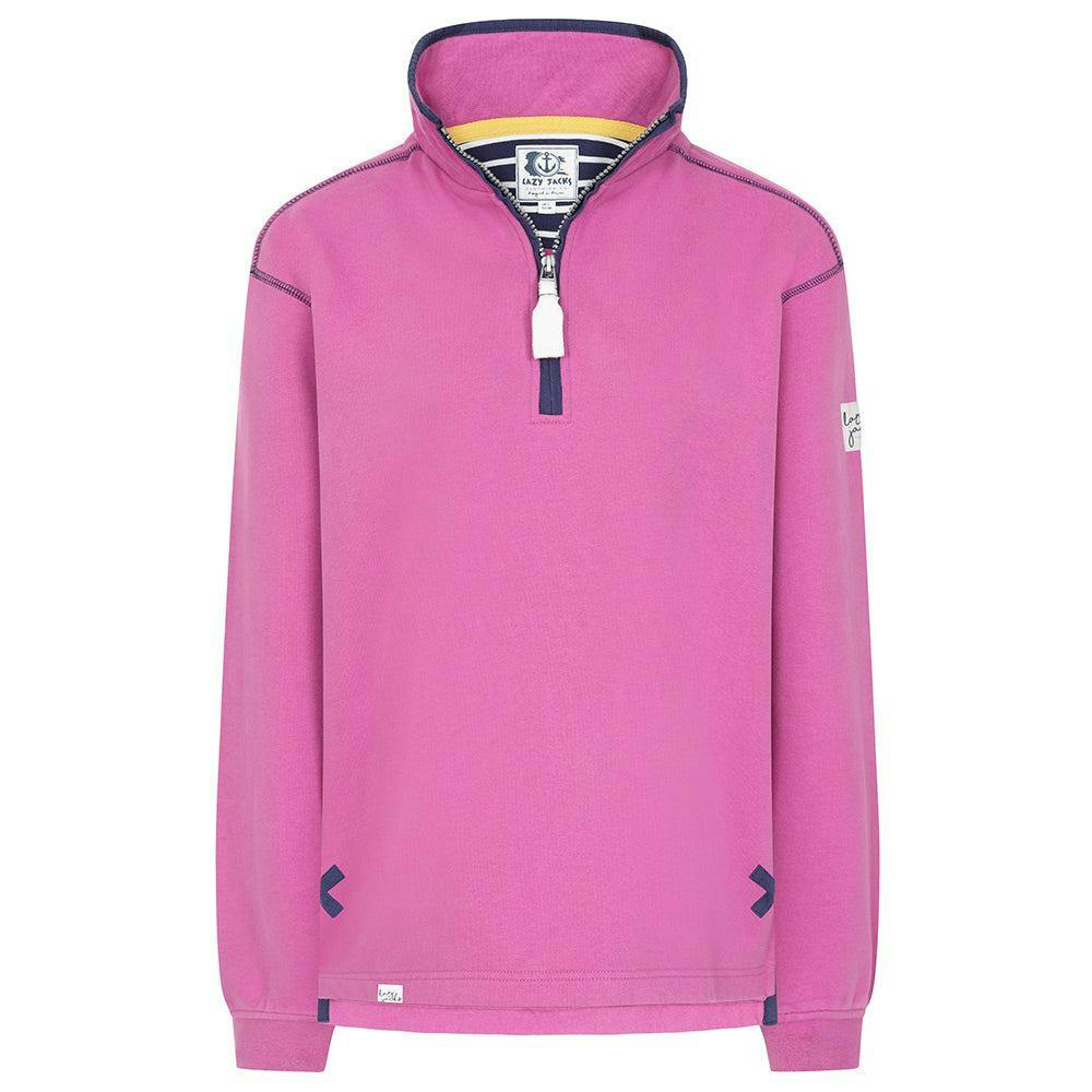 Lazy Jacks Women's Quarter Zip Sweatshirt - Raspberry - Raspberry - Xs - 100% Cotton