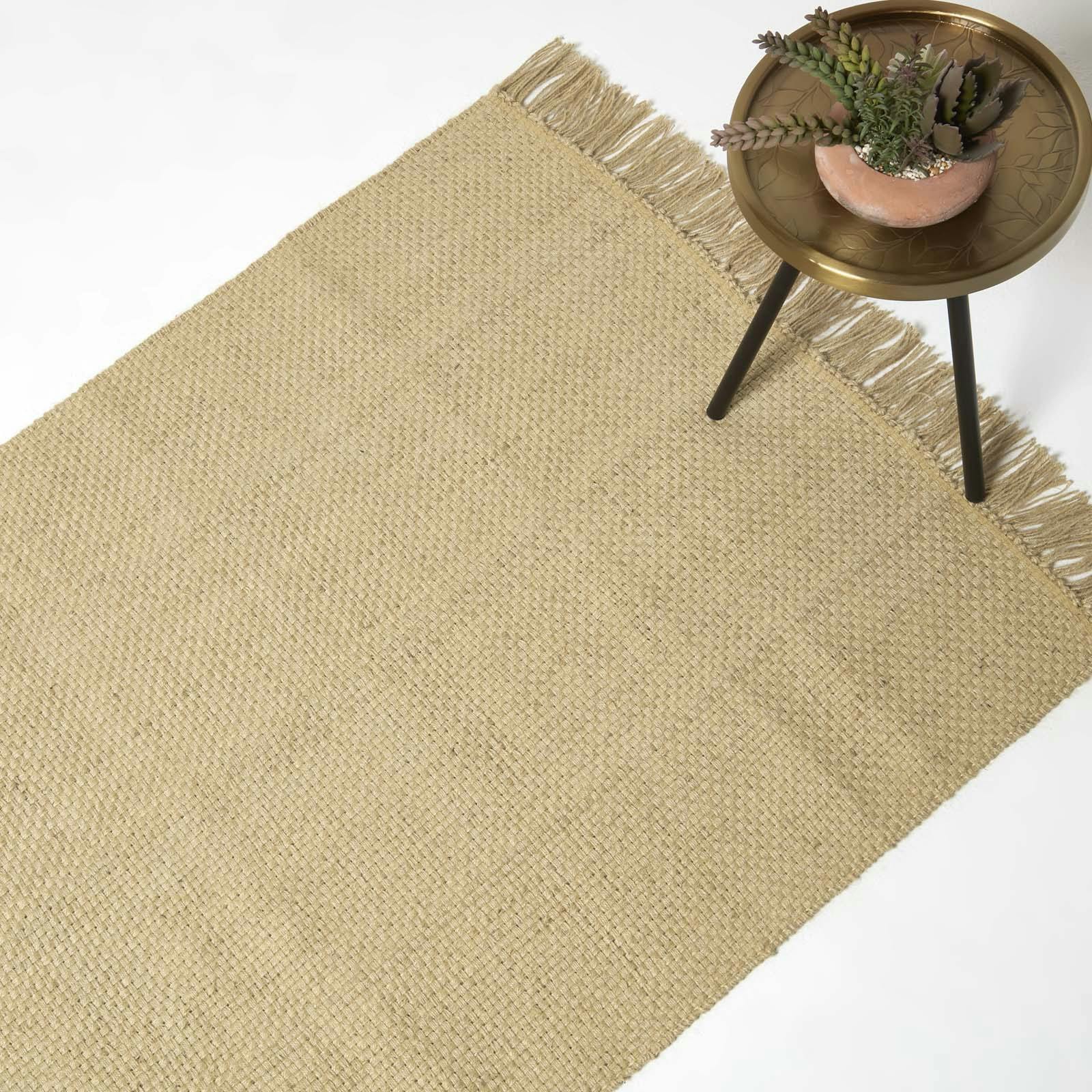 Homescapes Zaphyr Natural Handwoven Jute Rug With Tassels - 160 X 230 Cm