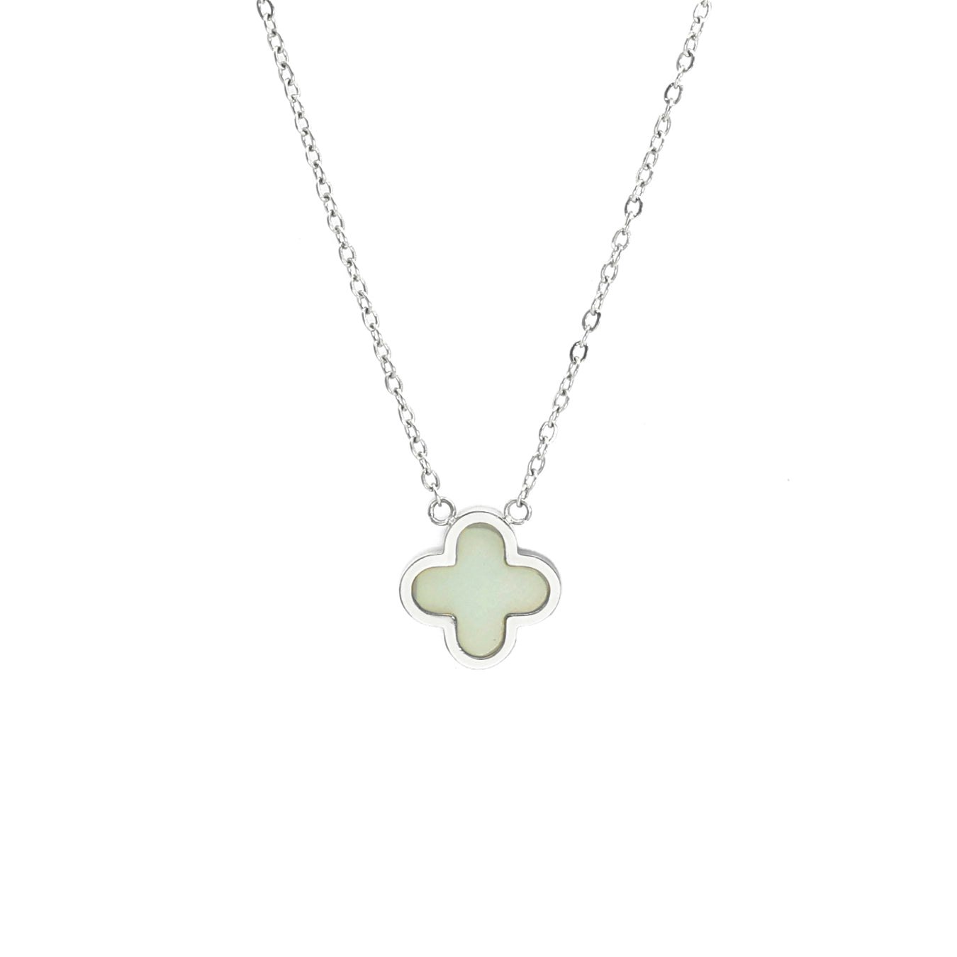 Say It With Silver Jade Crystal Clover Necklace