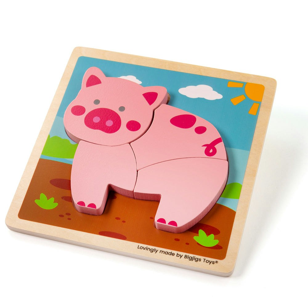 Bigjigs Toys Pink Chunky Lift-Out Puzzle - Pig