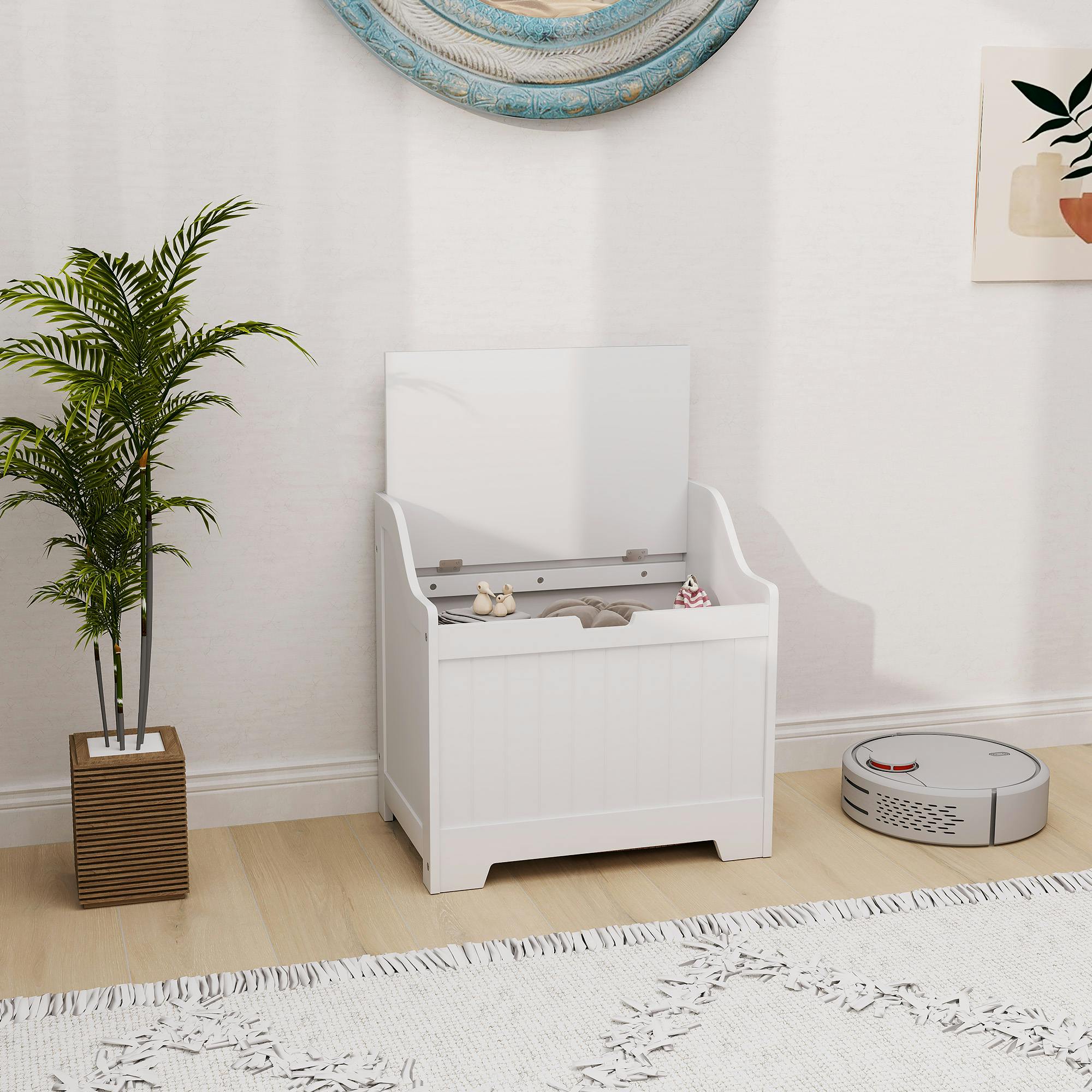 Rackhams Grey Storage Trunk With Safety Hinge For Living Room, 56.4Cm,