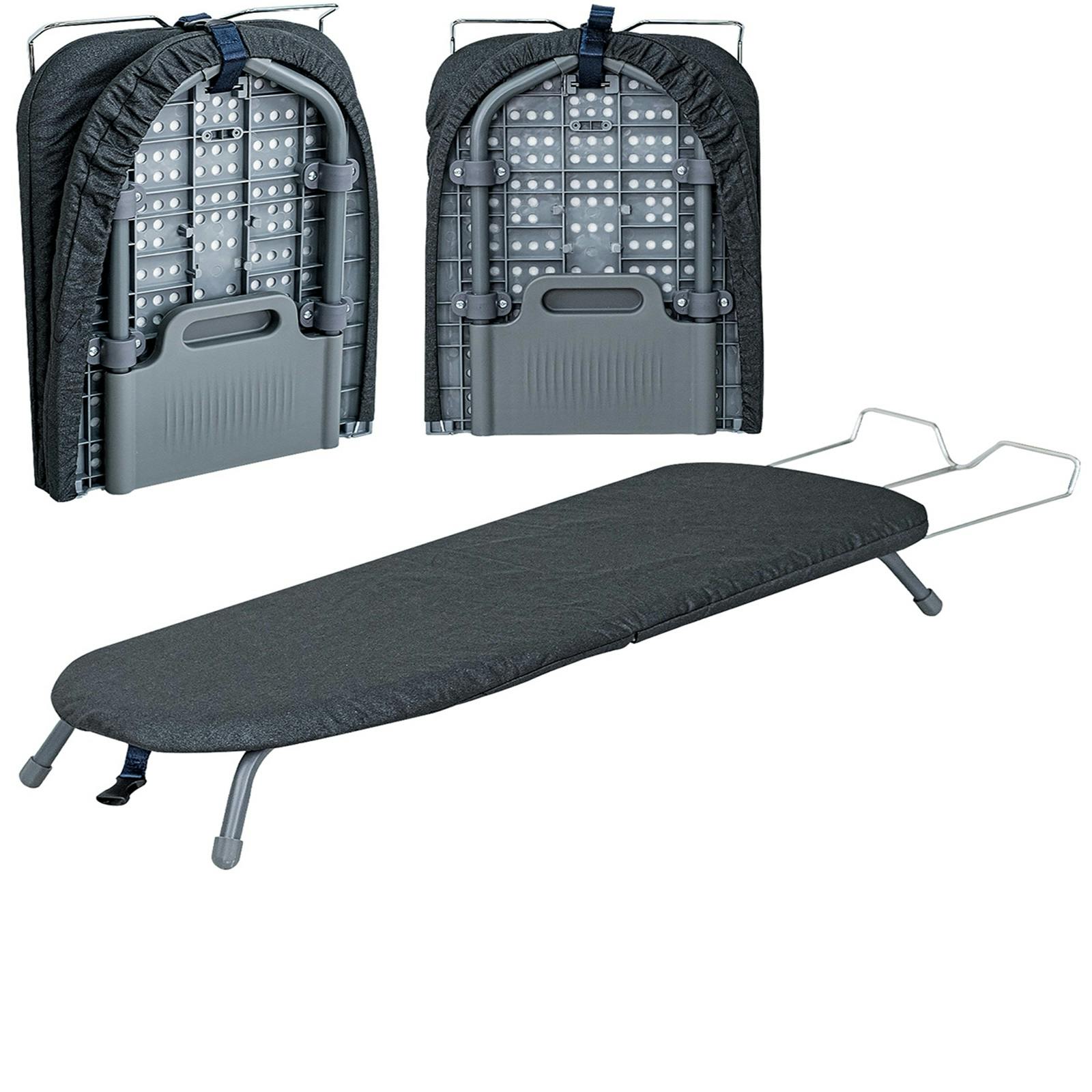 Gr8 Home Grey Foldable Table Top Ironing Board Compact Space Saving With Cover Iron Rest
