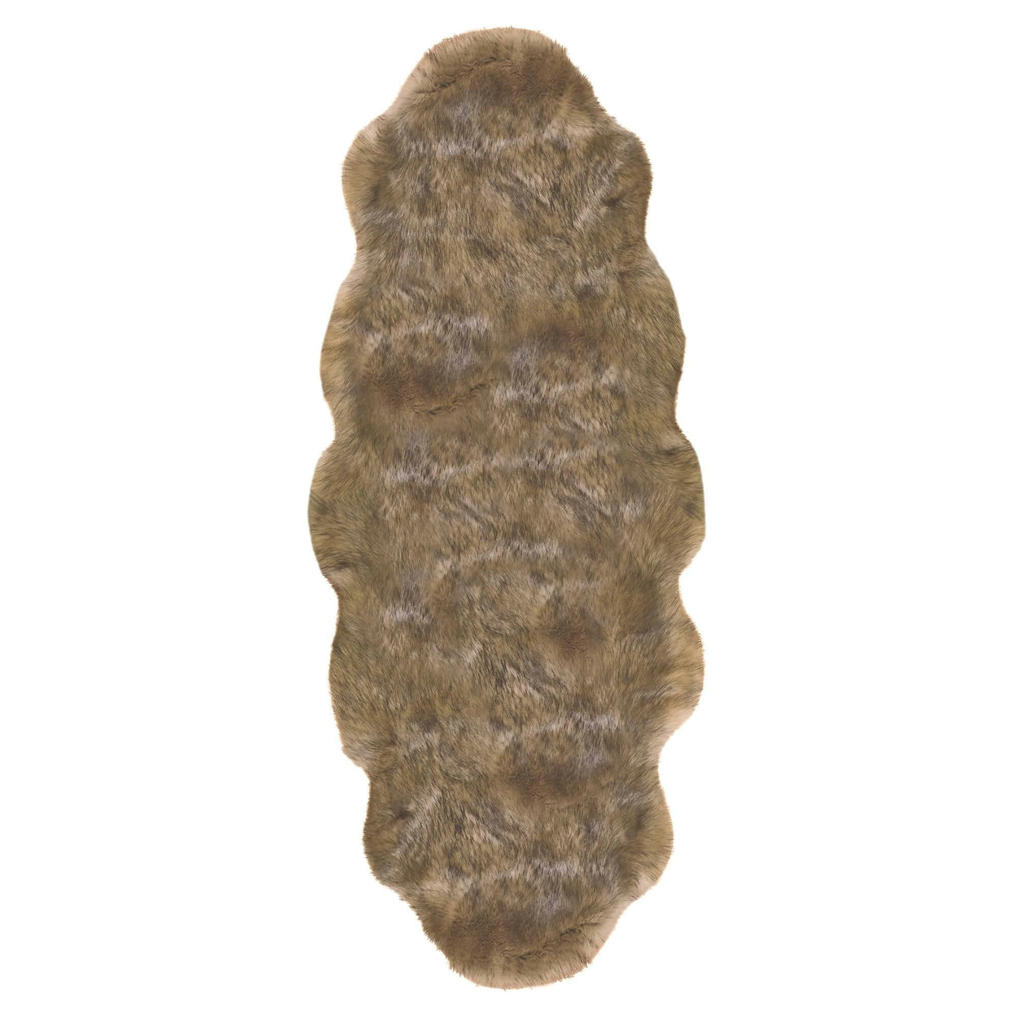 The Rugs Brown Luxury Faux Fur Rug - 60X180 Cm