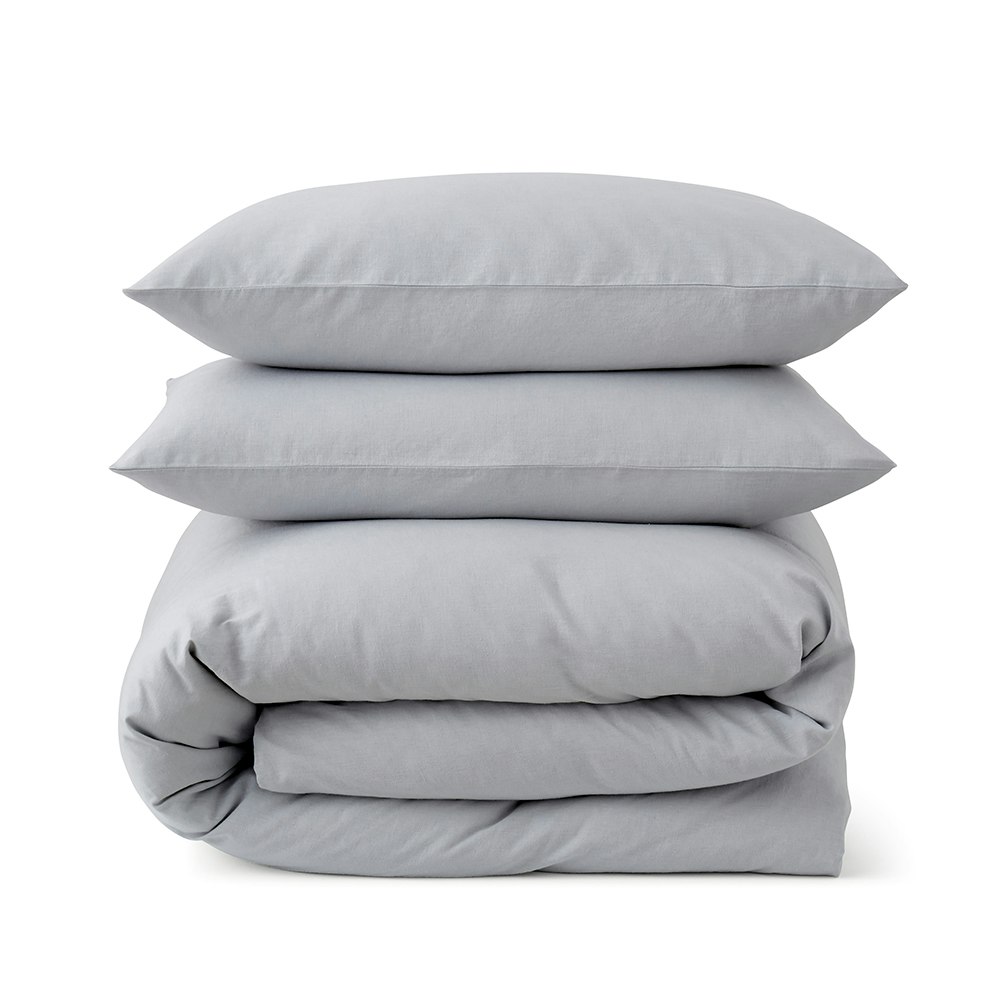 Martex Sky Blue Touch Of Linen Duvet Cover Set (Includes 2 Pillowcases 1 For Single) - Single