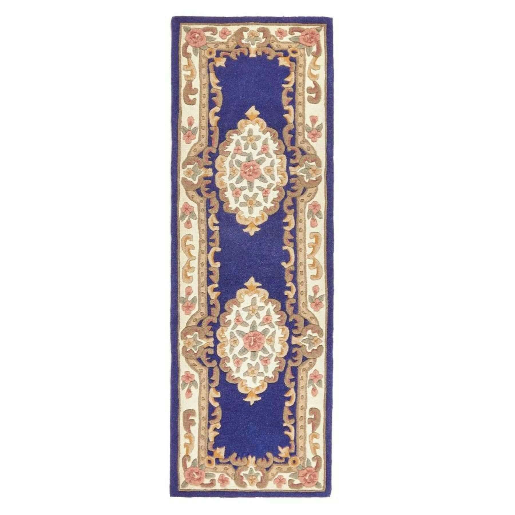 Rackhams Shensi Navy Medallion Rug - 67X210 Cm