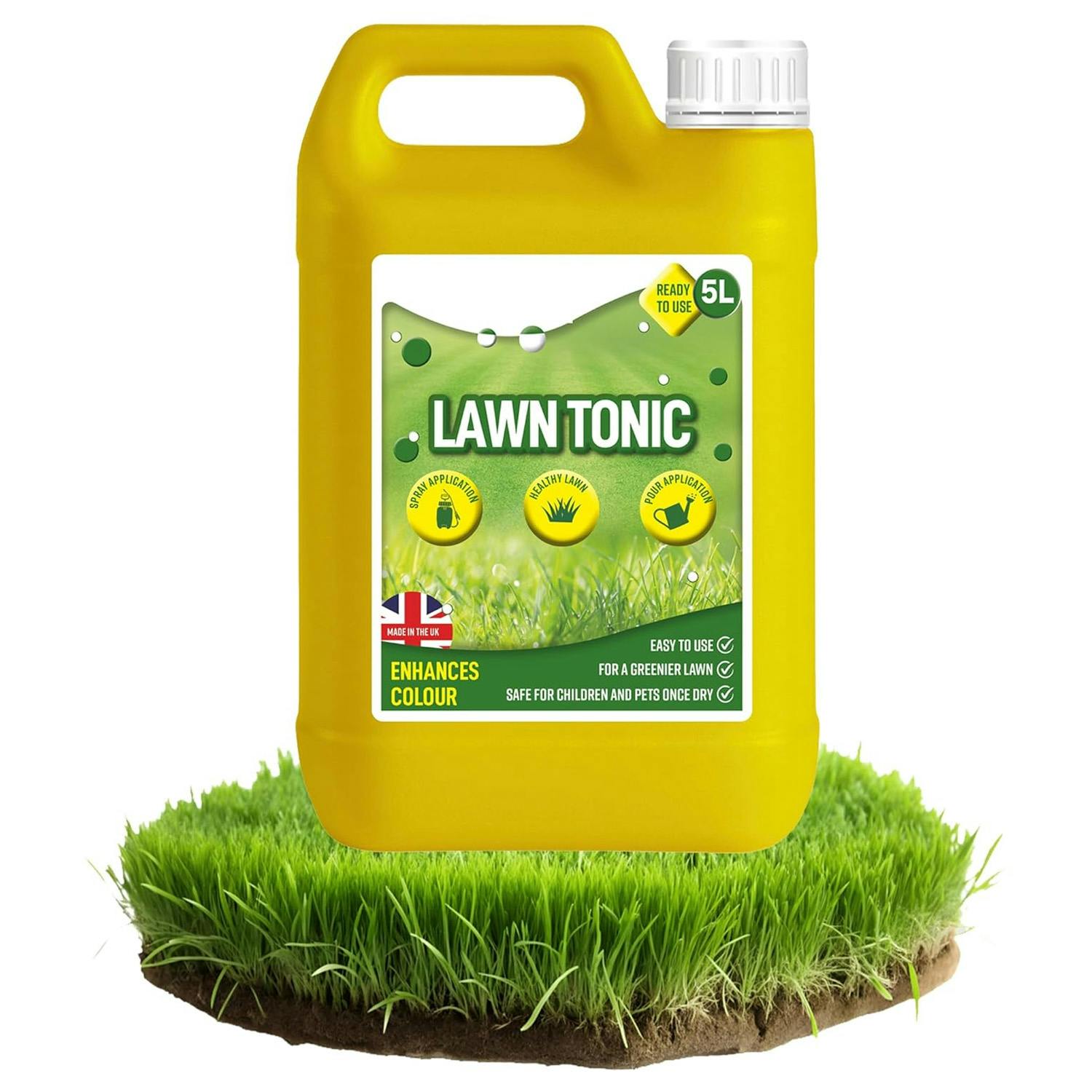 Rackhams 5L Lawn Tonic Ready To Use Greener Grass Feed Healthier Looking Garden Enhances Lawn Colour - 2 X