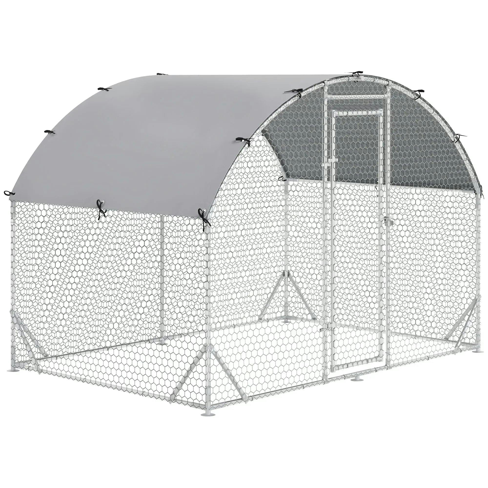 Pawhut Walk In Pet Run Small Animals Playpen For Hen - Silver / 190Cm - Image 6