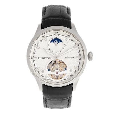 Heritor Automatic Gregory Semi-Skeleton Leather-Band Watch