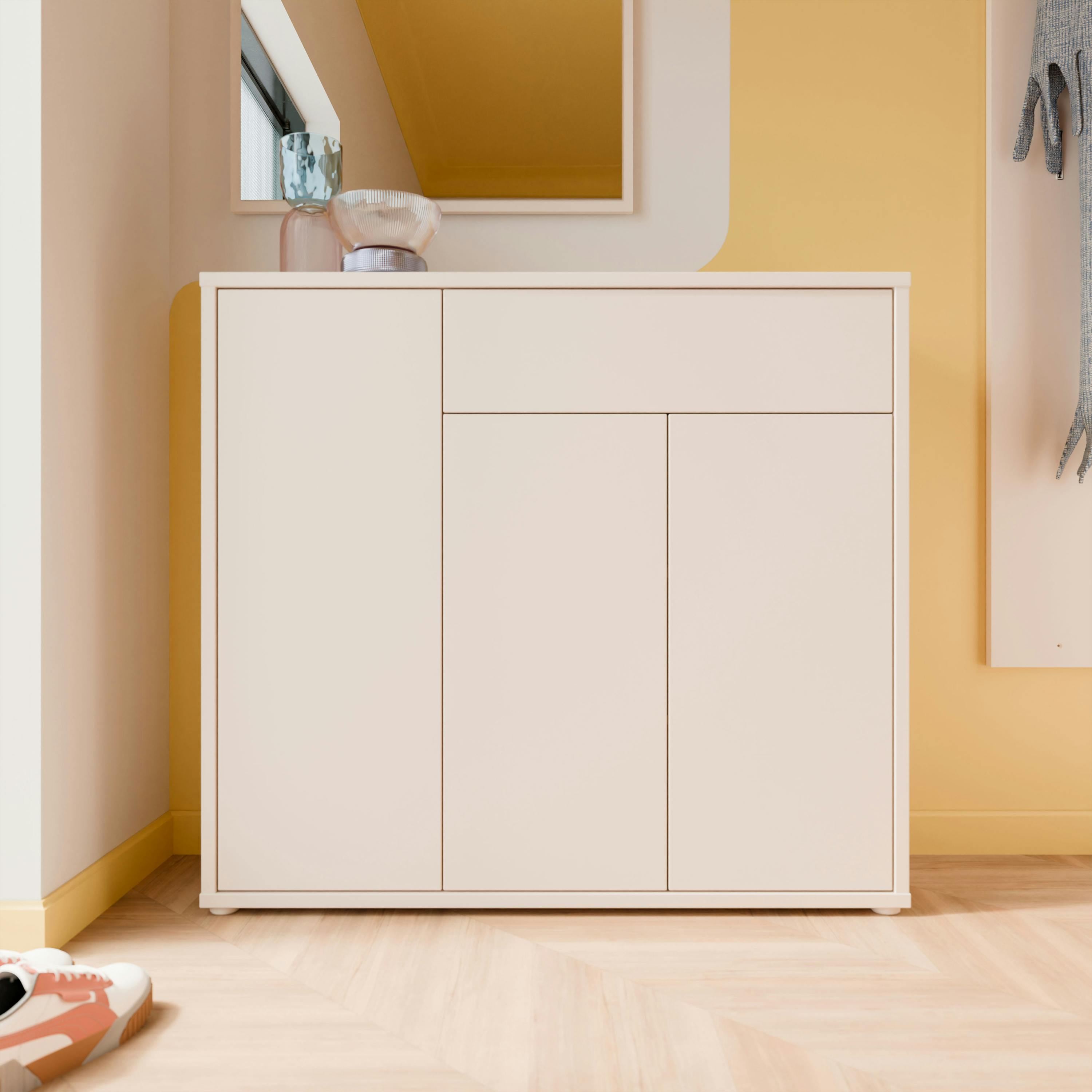 Rackhams Alice Springs Sideboard With 3 Doors Push-To-Open & 1 Drawer Push-To-Open In Sand - W 109.2 X H 99.1 X D 34.9Cm - Sand - 1