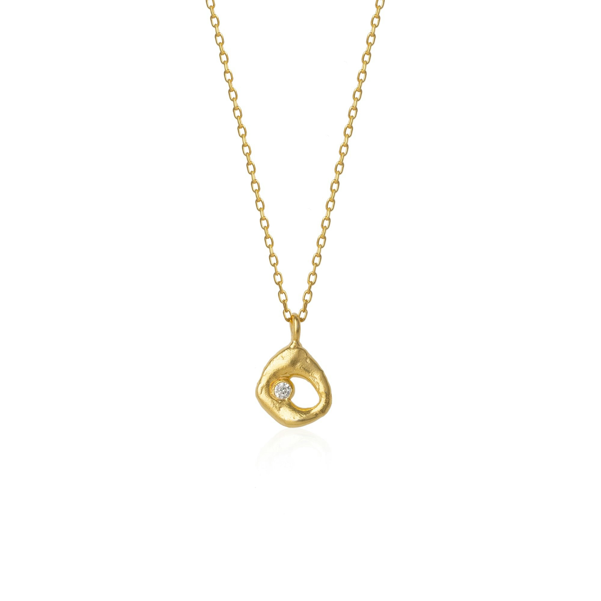 Spero London Silver/Gold Dripping Molten Natural Textured Sterling Authentic Pendant Necklace