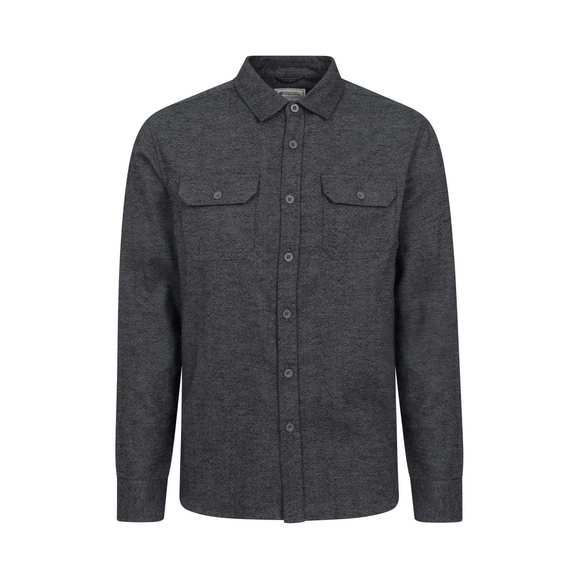 Mountain Warehouse Men's Dark/Grey Trace Flannel Long-Sleeved Shirt - 3XL - 100% Cotton