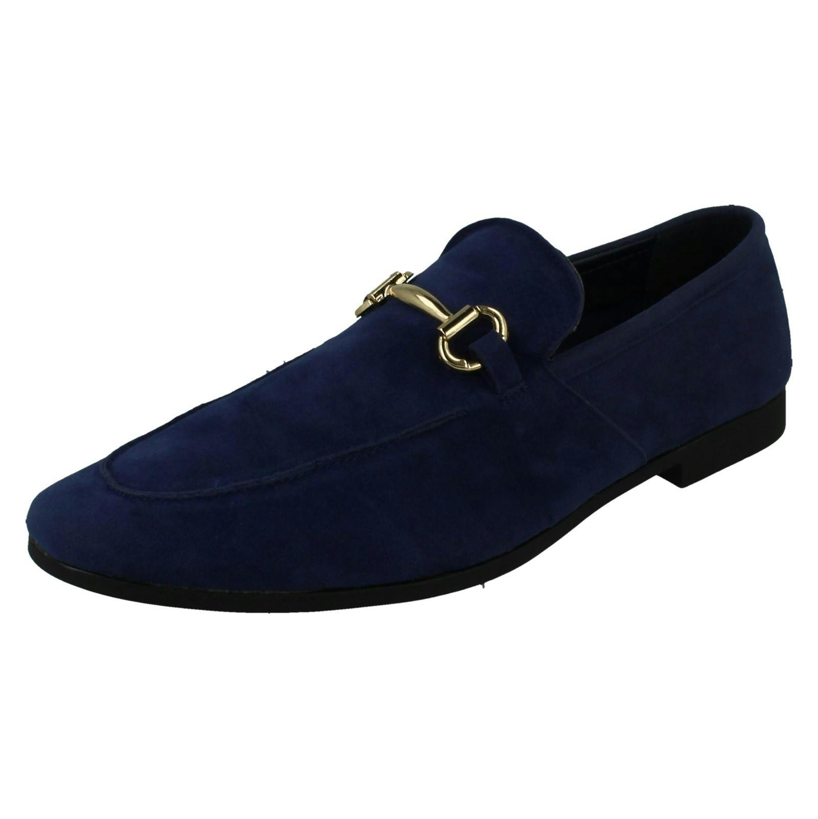 Thomas Blunt Men's Slip On Loafer Shoes With Metal Trim A1133 - Navy - Uk 11