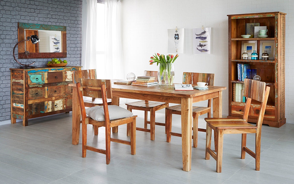 Ih Design Dahila Reclaimed Boat Small Dining Table - Wood - 88Cm X 85Cm X 76Cm (Lxdxh) - Dining Table