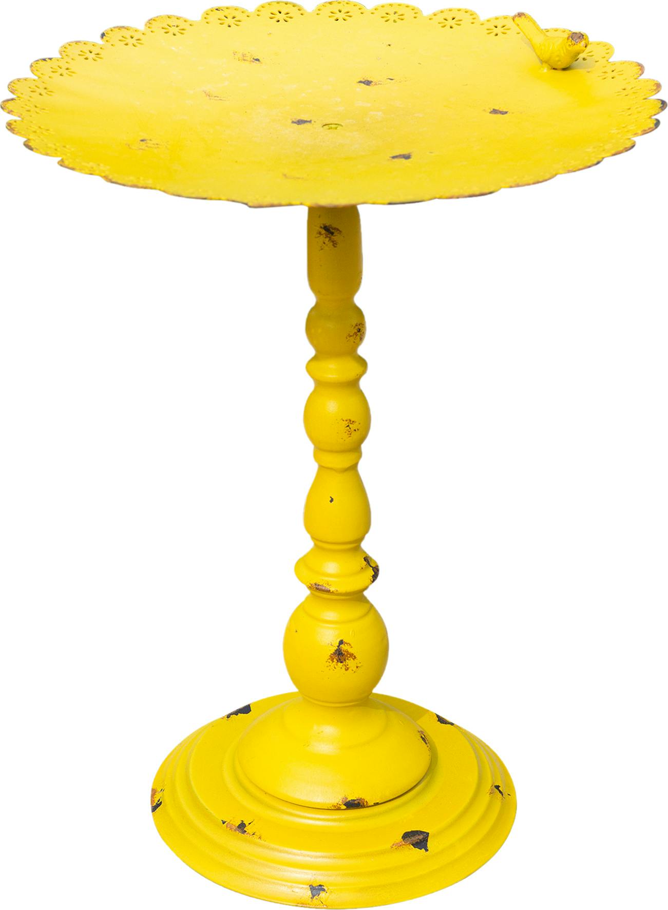 Rackhams Yellow Ornamental Free Standing, Weather Resistant, Pedestal Style, Easy Assemble Bird Bath