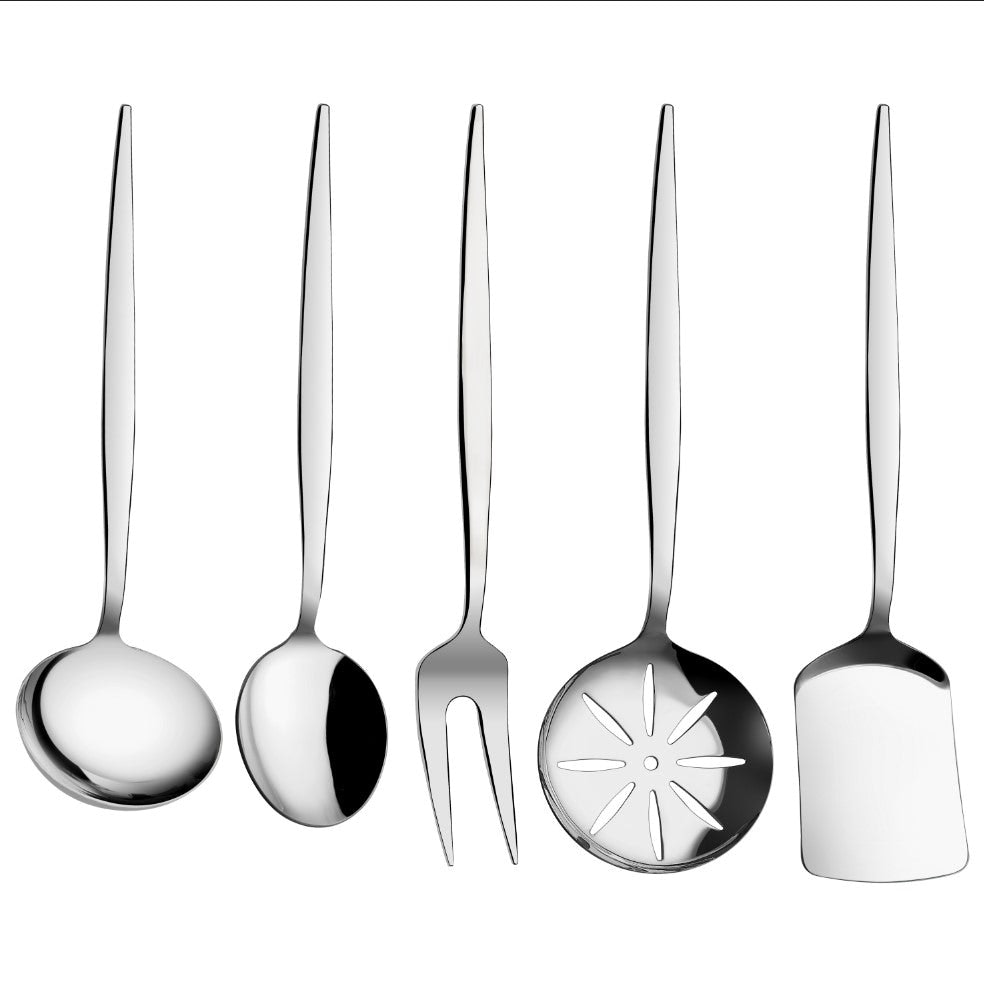 Rackhams Silver Asya Collection Stainless Steel Utensils, Set Of 5 (Silver)