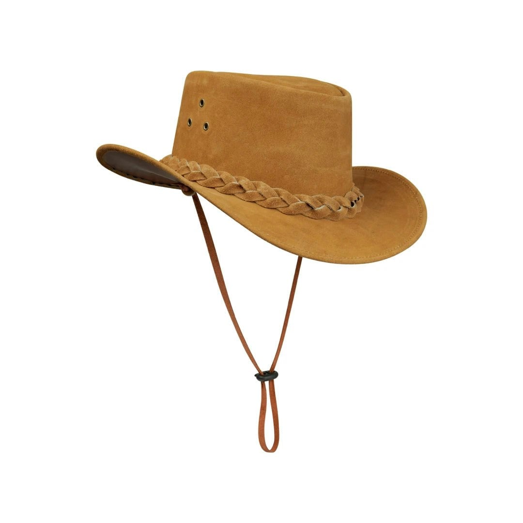 Infinity Leather Unisex Grain Australian Western Cowboy Hat Suede Outback Classic - Camel - Medium